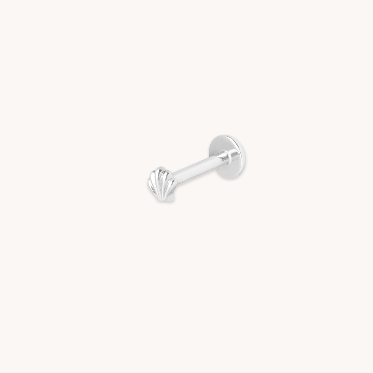 Shell Piercing Stud in Solid White Gold
