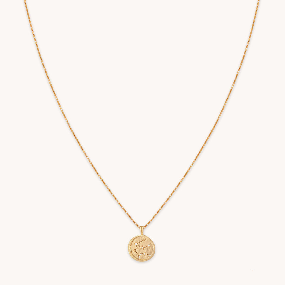 Aquarius Zodiac Pendant Necklace in Gold