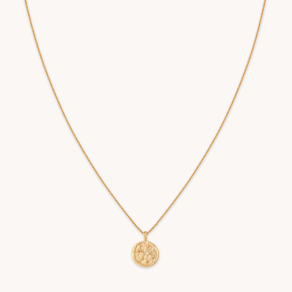 Aries Zodiac Pendant Necklace in Gold