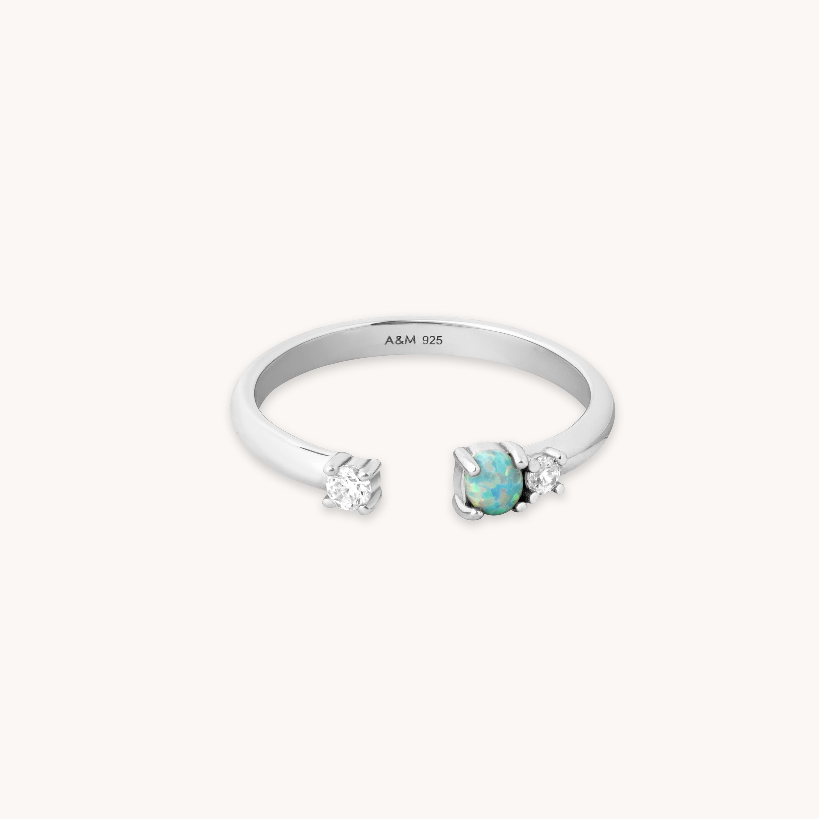 Aura Opal Silver Open Ring | Astrid & Miyu Rings