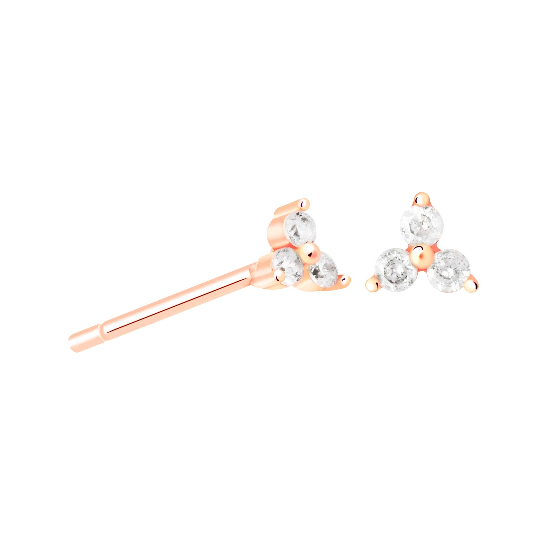 Triple Crystal Stud Earrings in Rose Gold