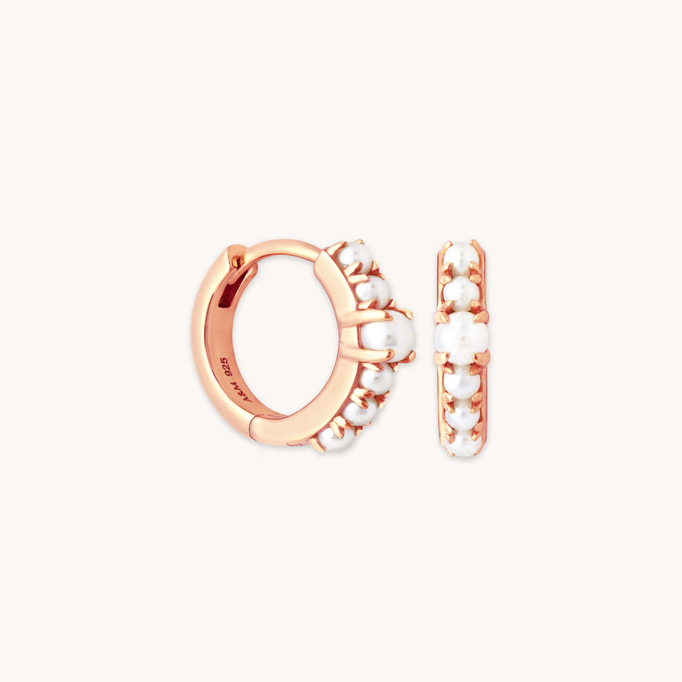 Radiant Pearl Huggies in Rose Gold