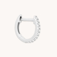 Gem Piercing Hoop in Solid White Gold