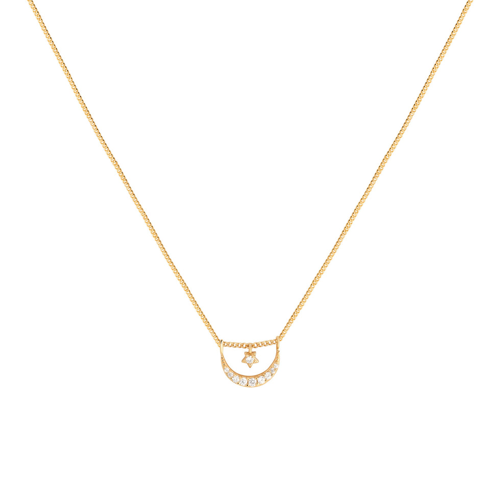 Moon & Star Pendant Necklace in Gold