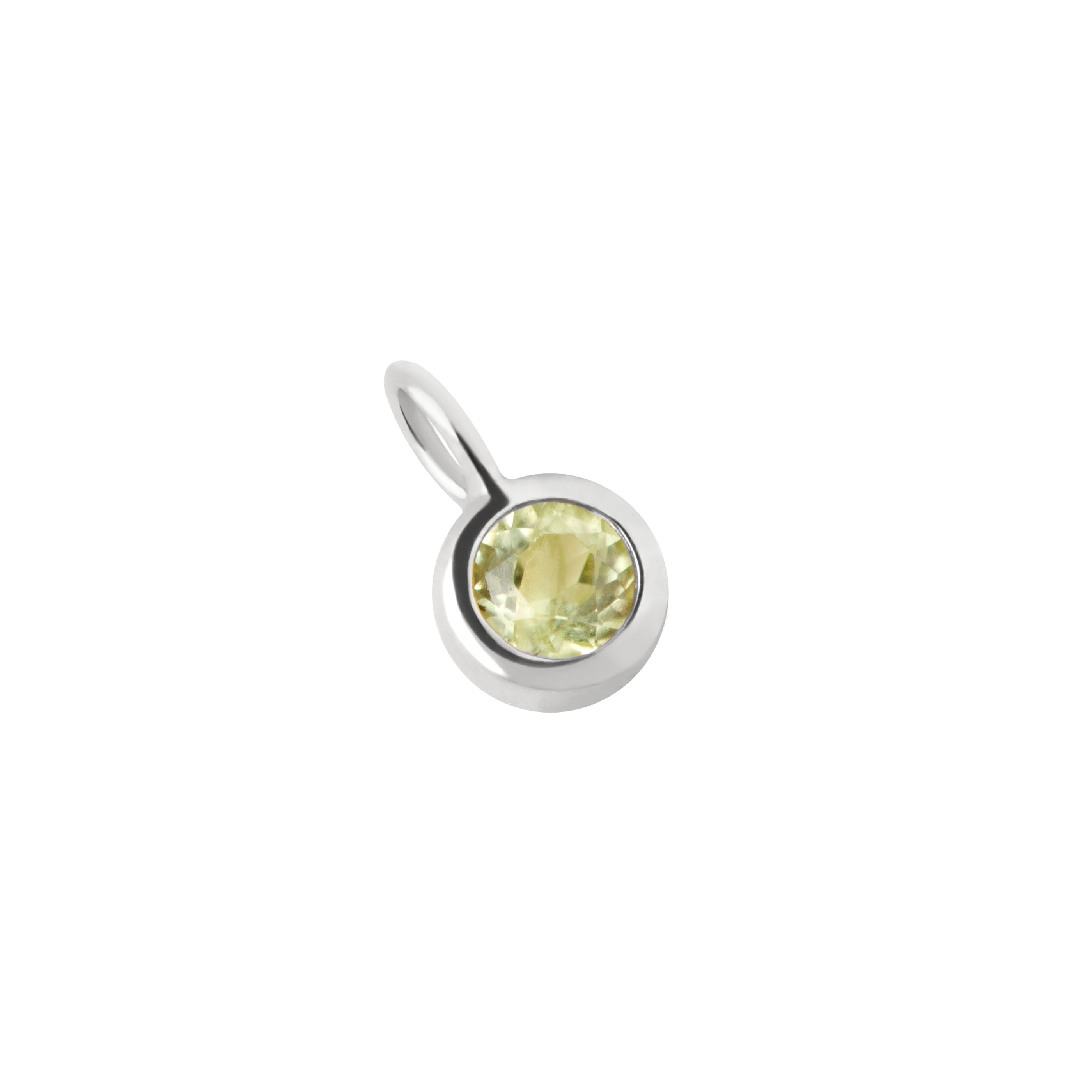 Peridot Affirmation Charm 9k White Gold