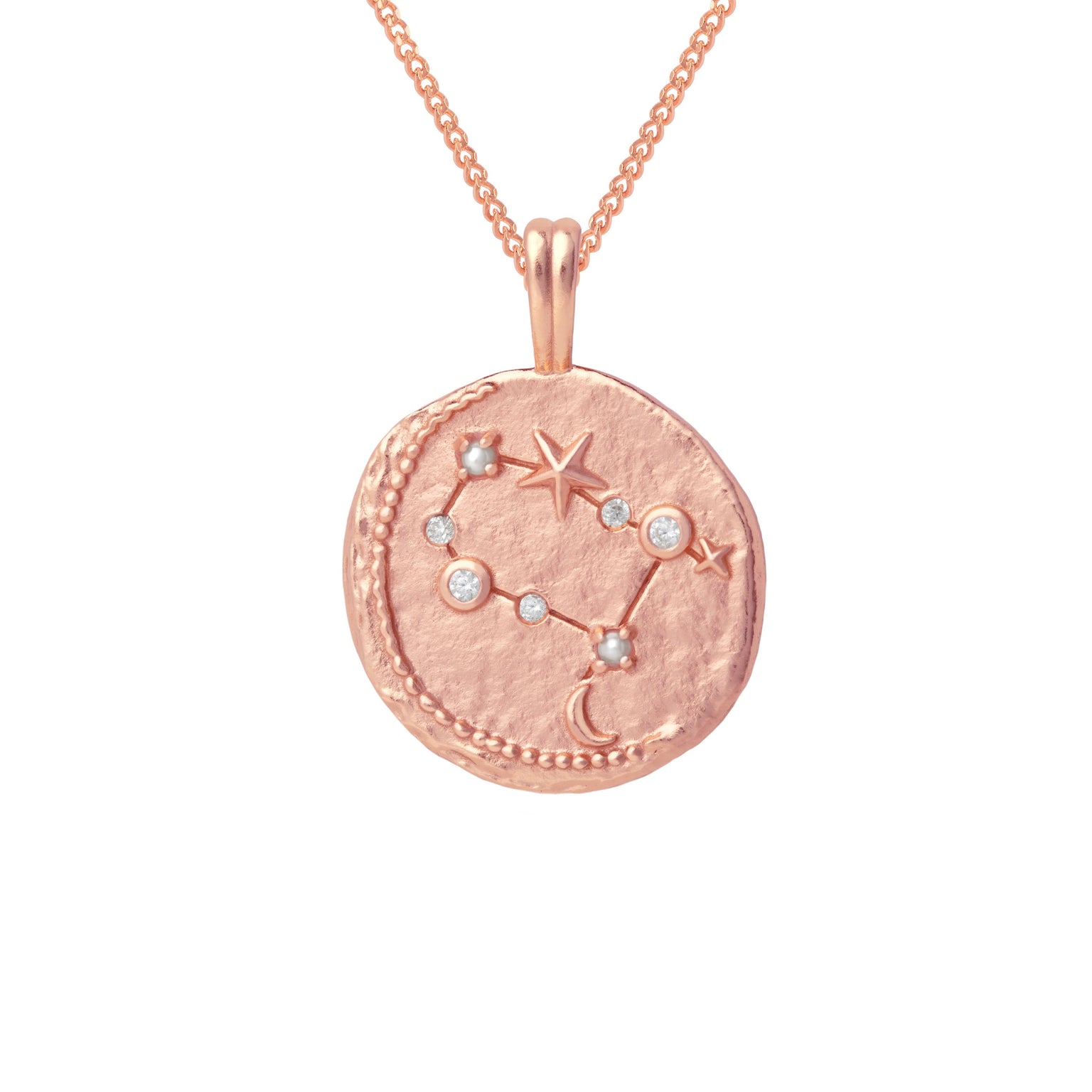 Gemini Zodiac Pendant Necklace in Rose Gold