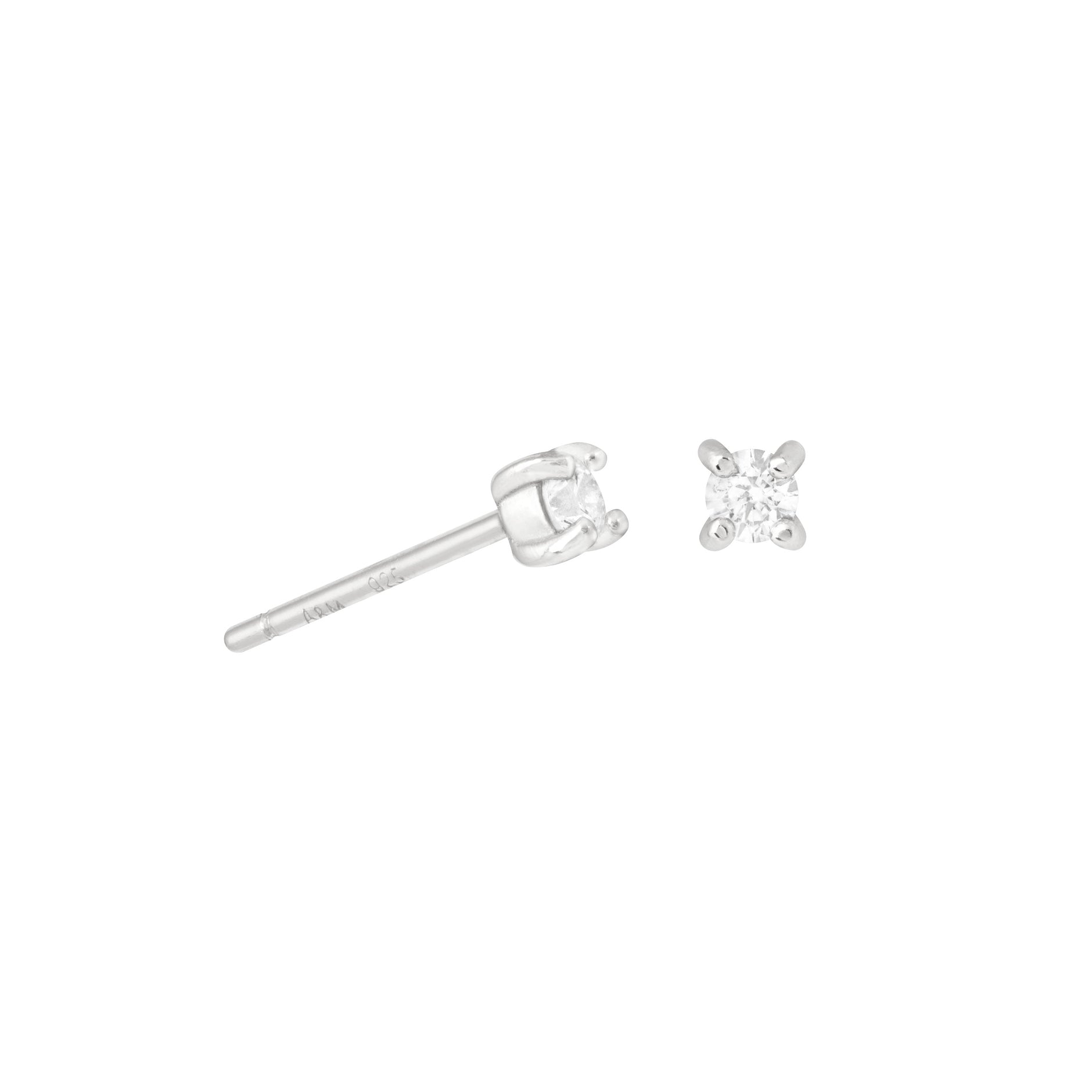 April Birthstone Stud Earrings in Silver with Clear CZ