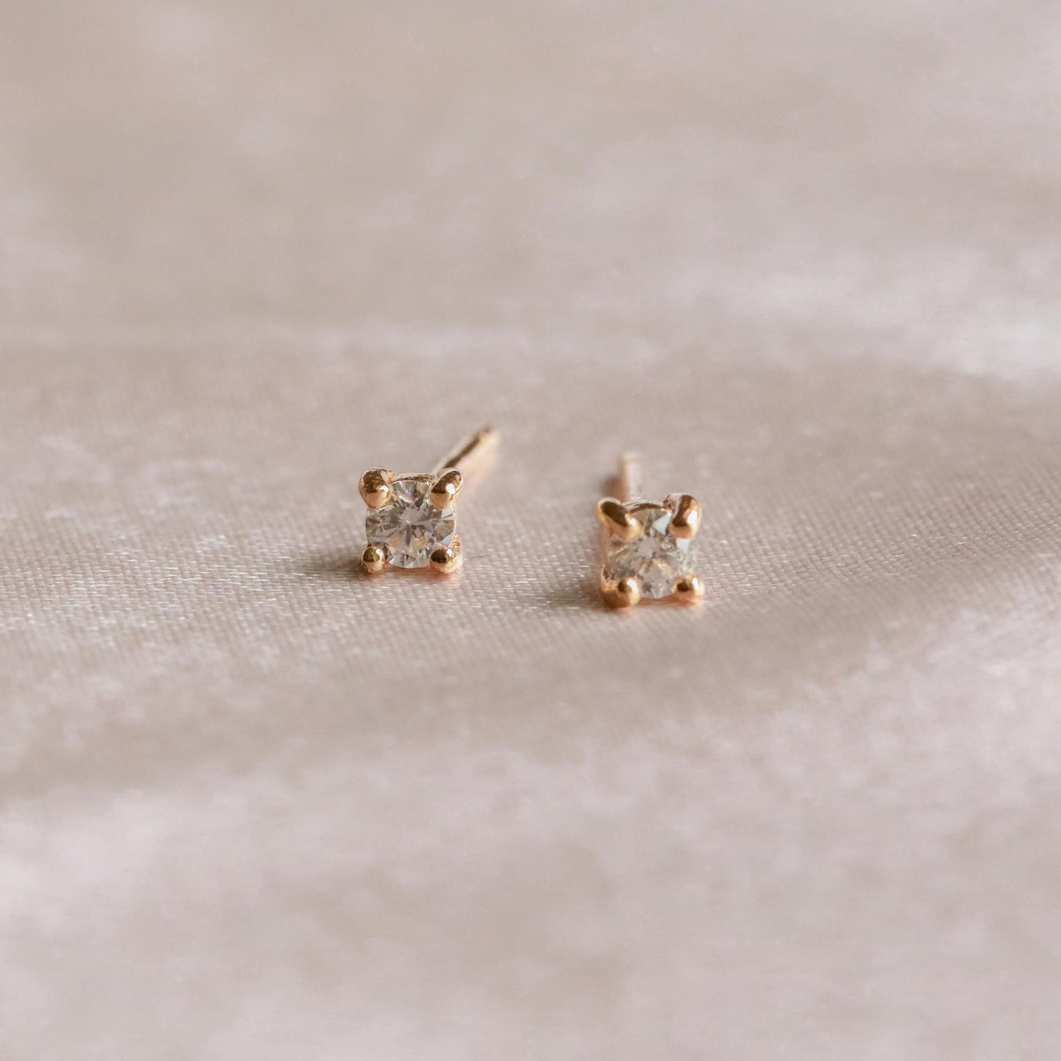 April Birthstone Stud Earrings in Gold with Clear CZ