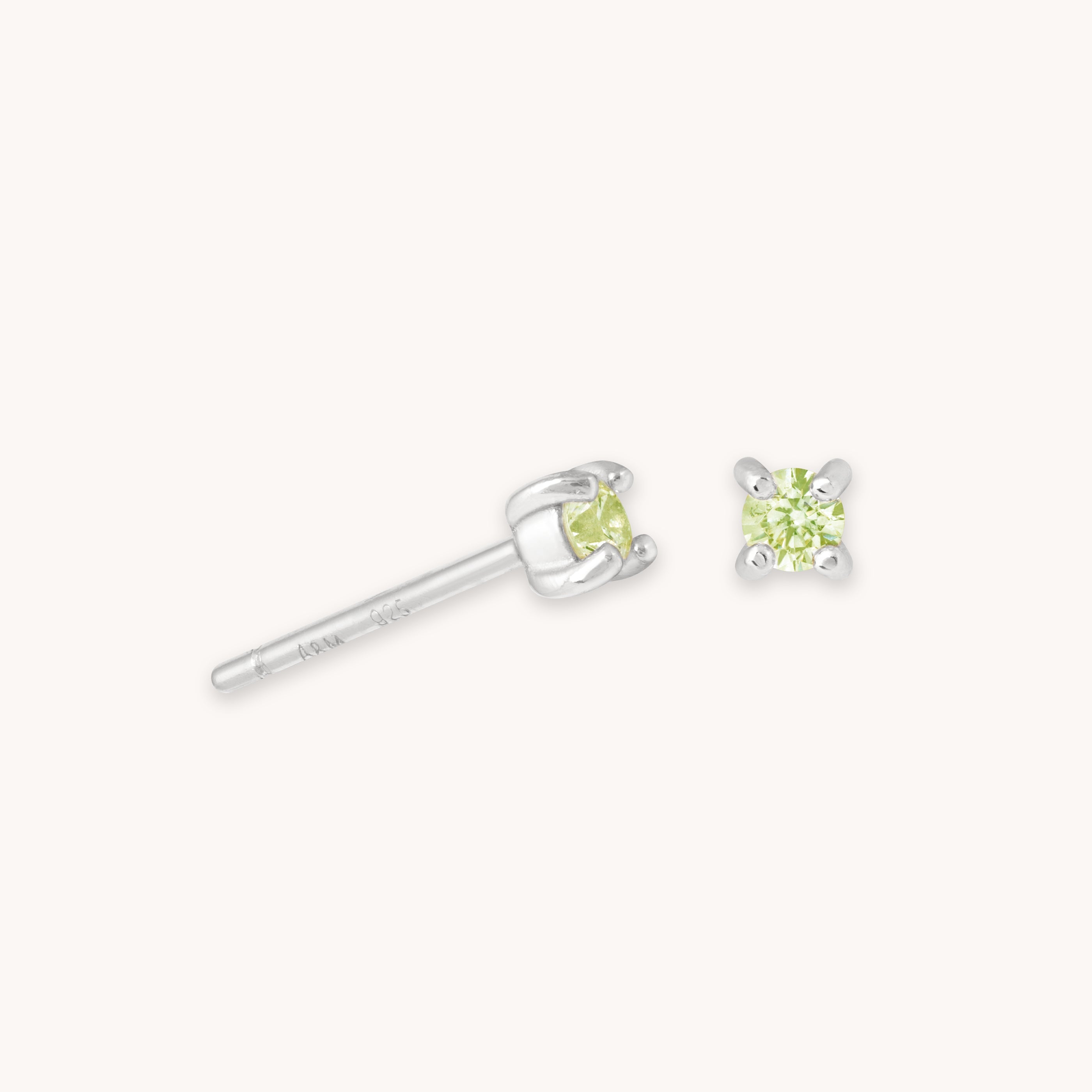 August Birthstone Stud Earrings in Silver with Peridot CZ