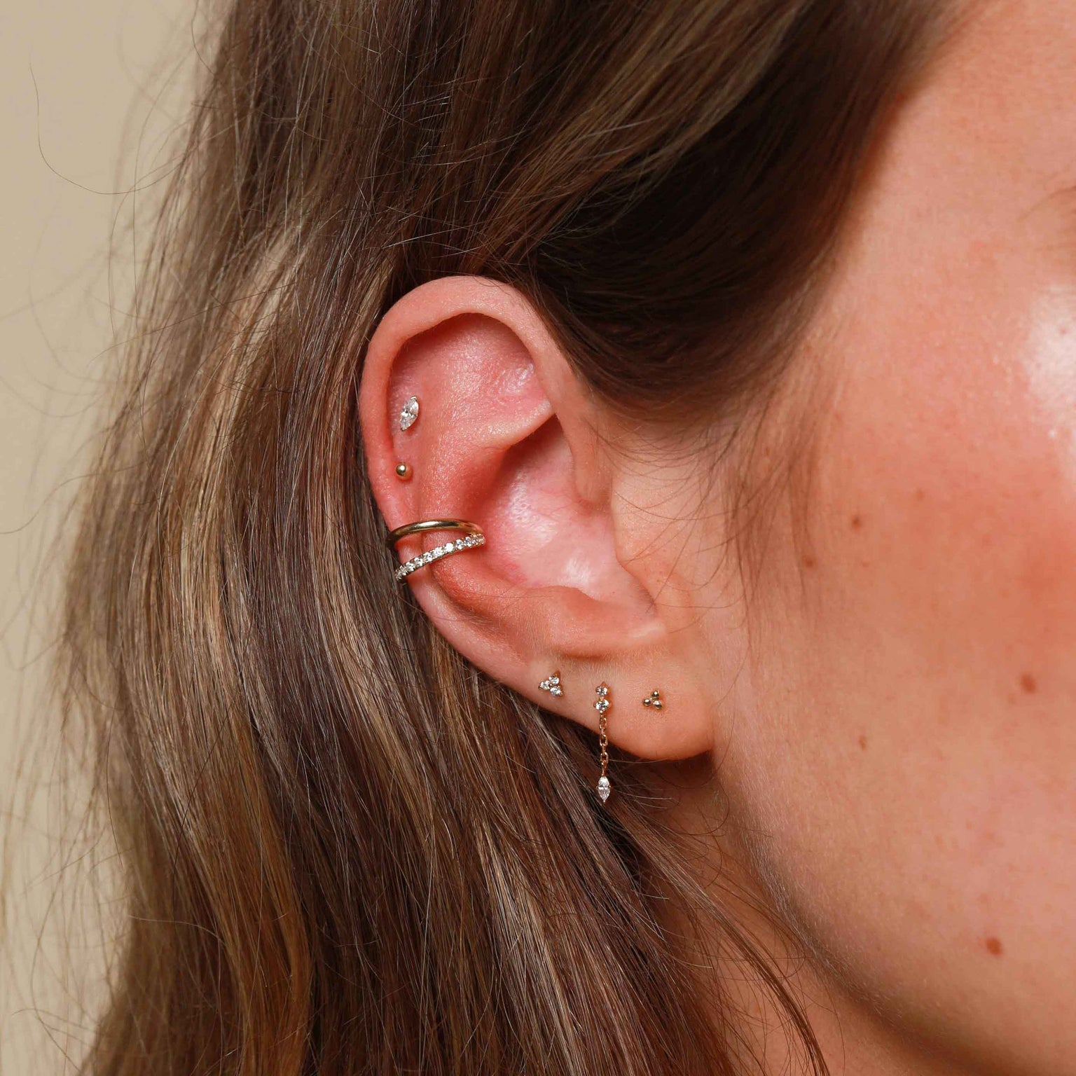 Trinity Stud Earrings in Solid Gold
