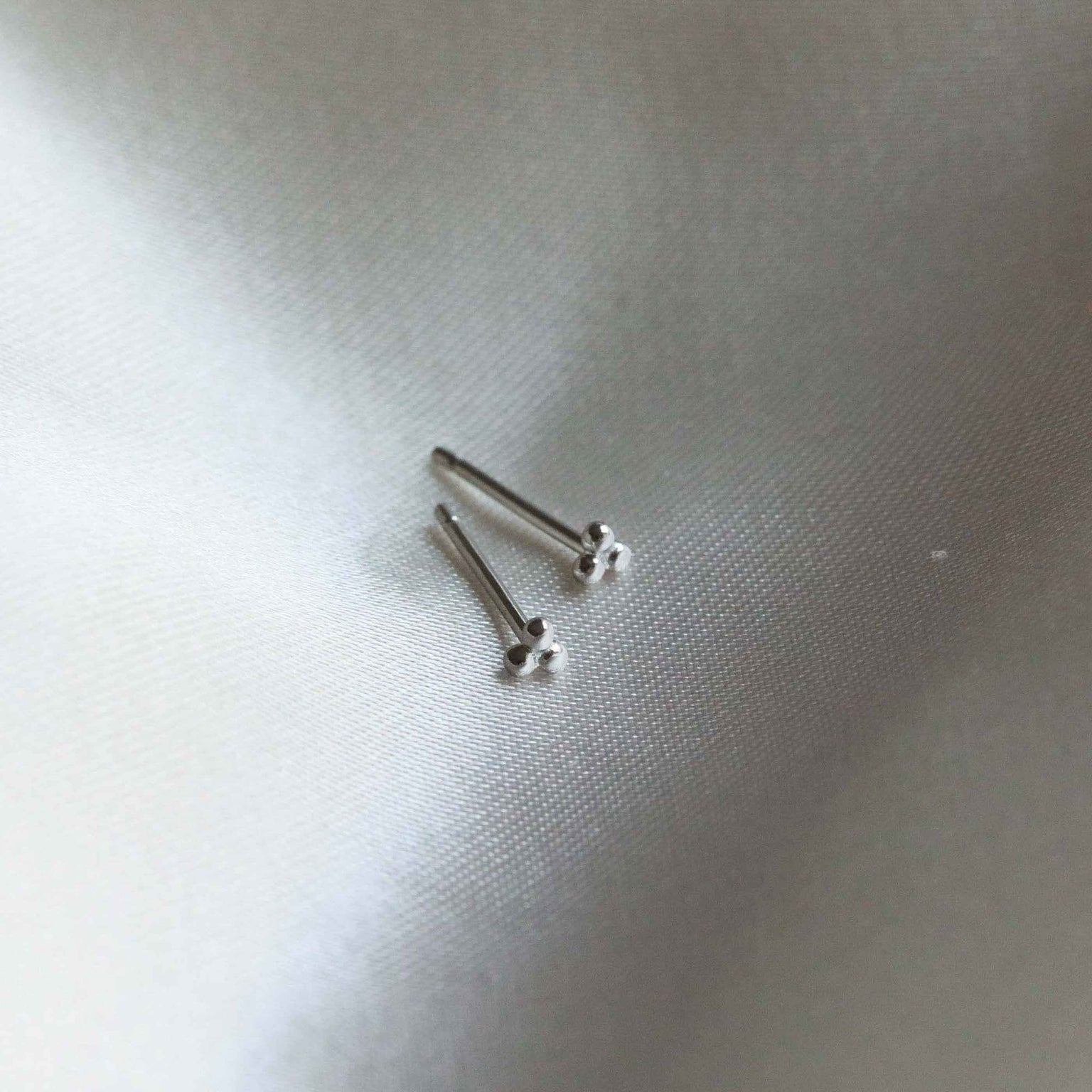 Trinity Stud Earrings in Solid White Gold