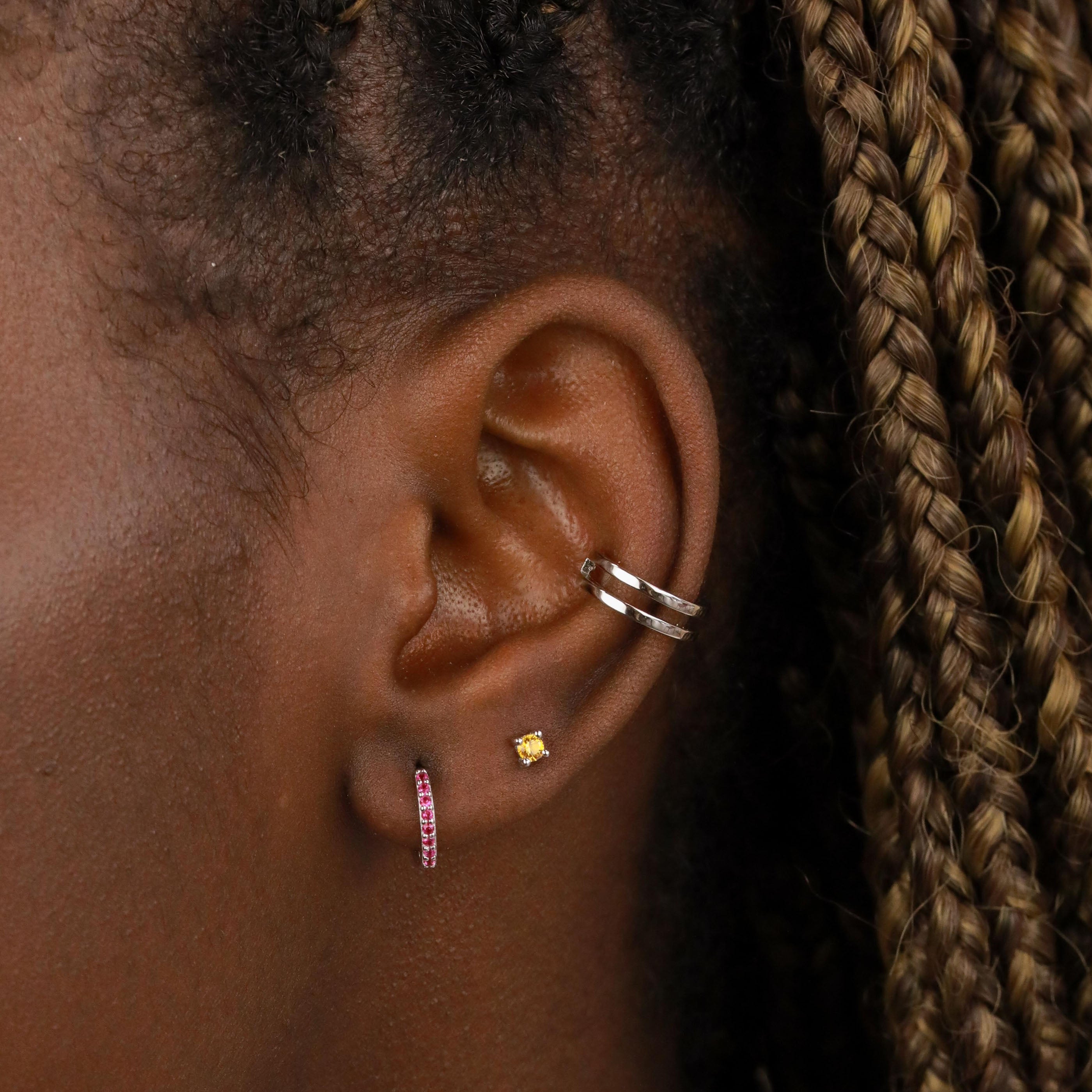 November Birthstone Stud Earrings in Silver with Citrine CZ