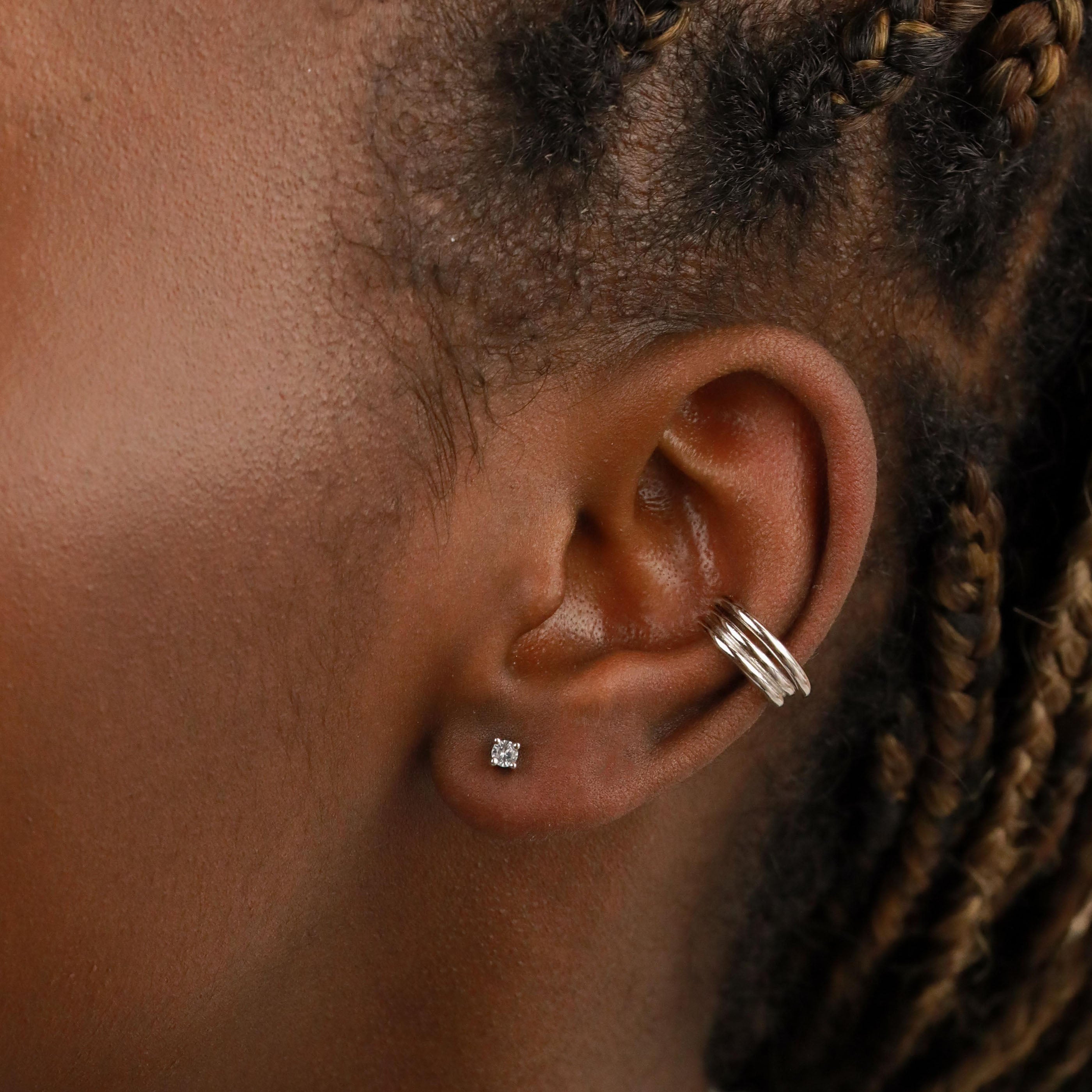 March Birthstone Stud Earrings in Silver with Aquamarine CZ