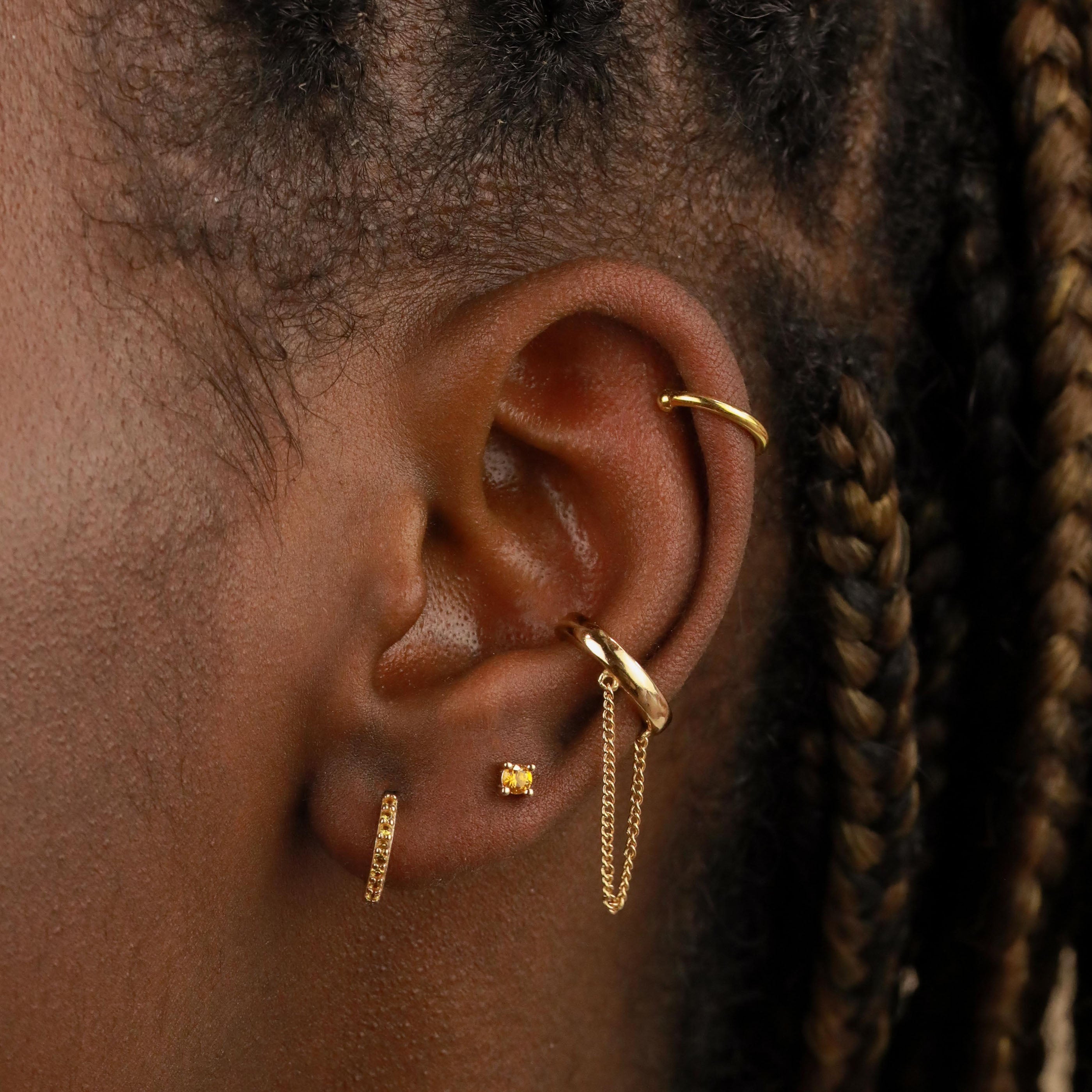 November Birthstone Huggies in Gold with Citrine CZ