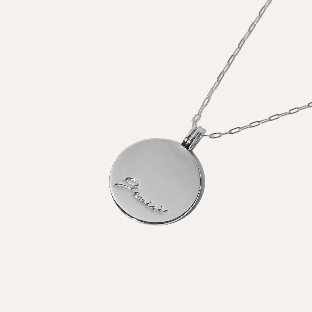 Gemini Bold Zodiac Pendant Necklace in Silver back
