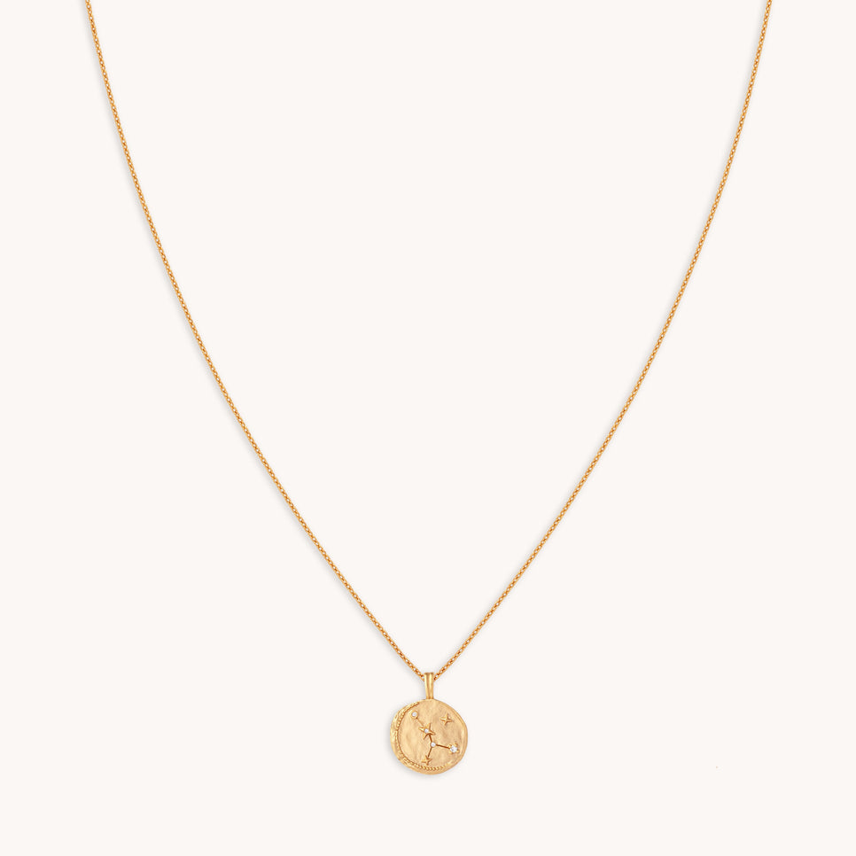 Cancer Zodiac Pendant Necklace in Gold