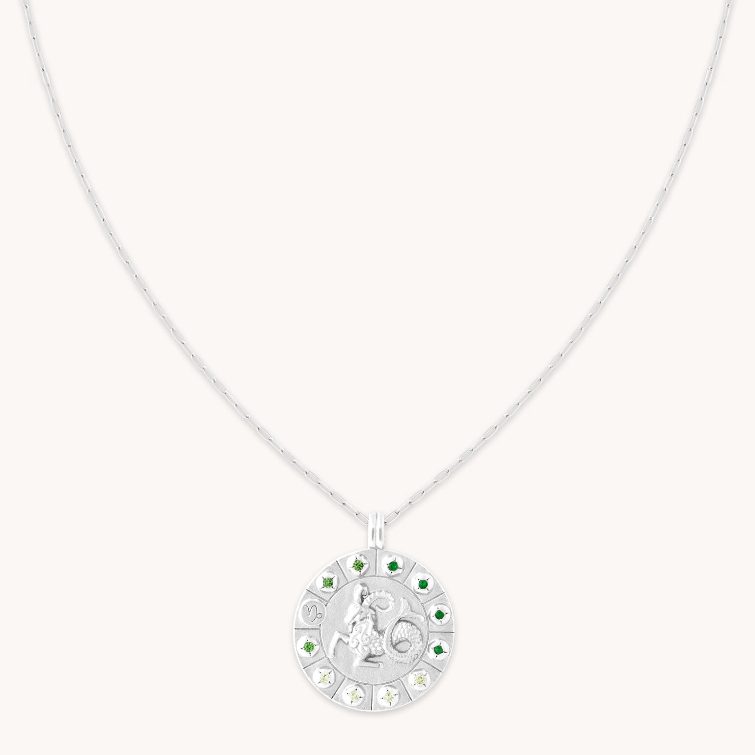 Capricorn Bold Zodiac Pendant Necklace in silver