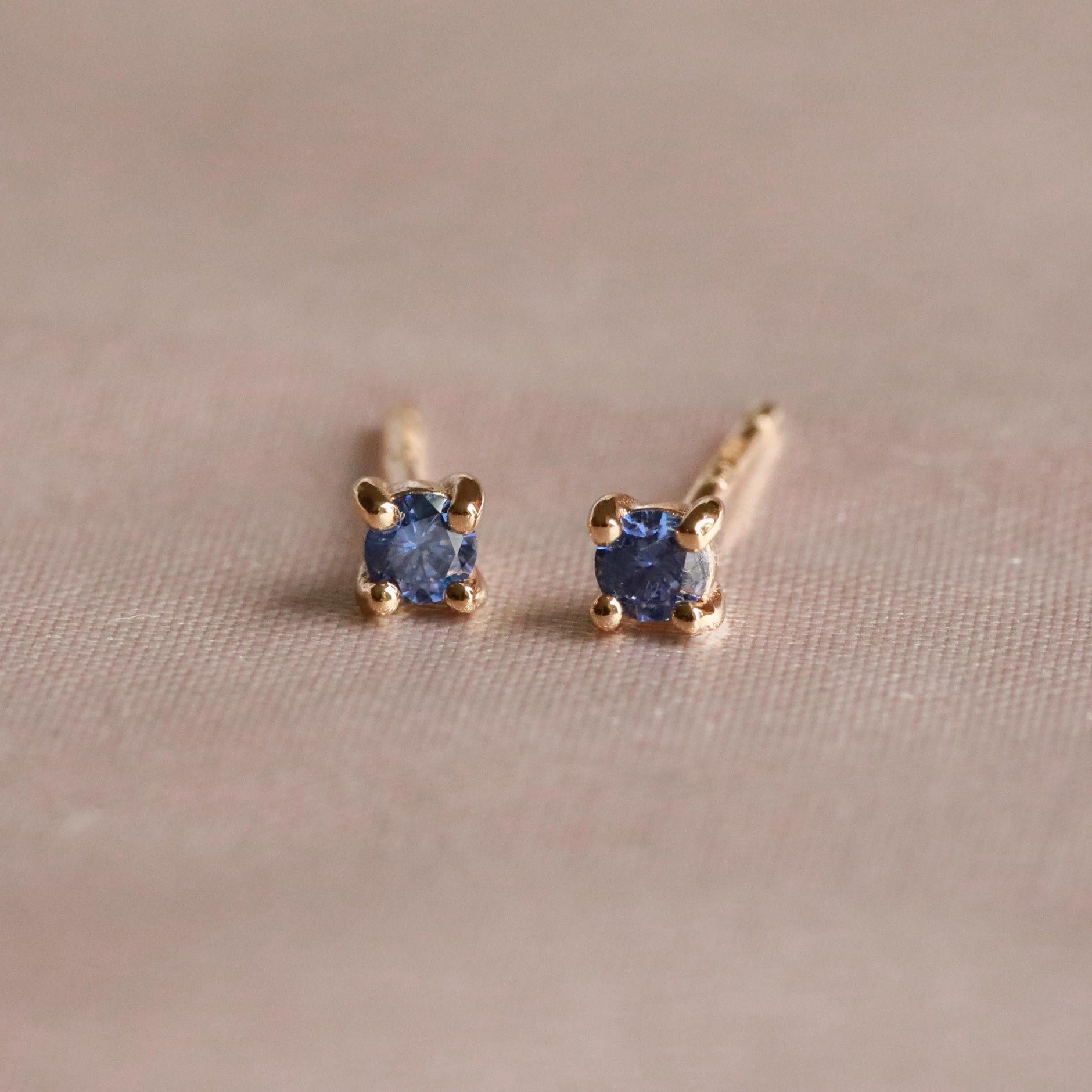 December Birthstone Stud Earrings in Gold with Tanzanite CZ