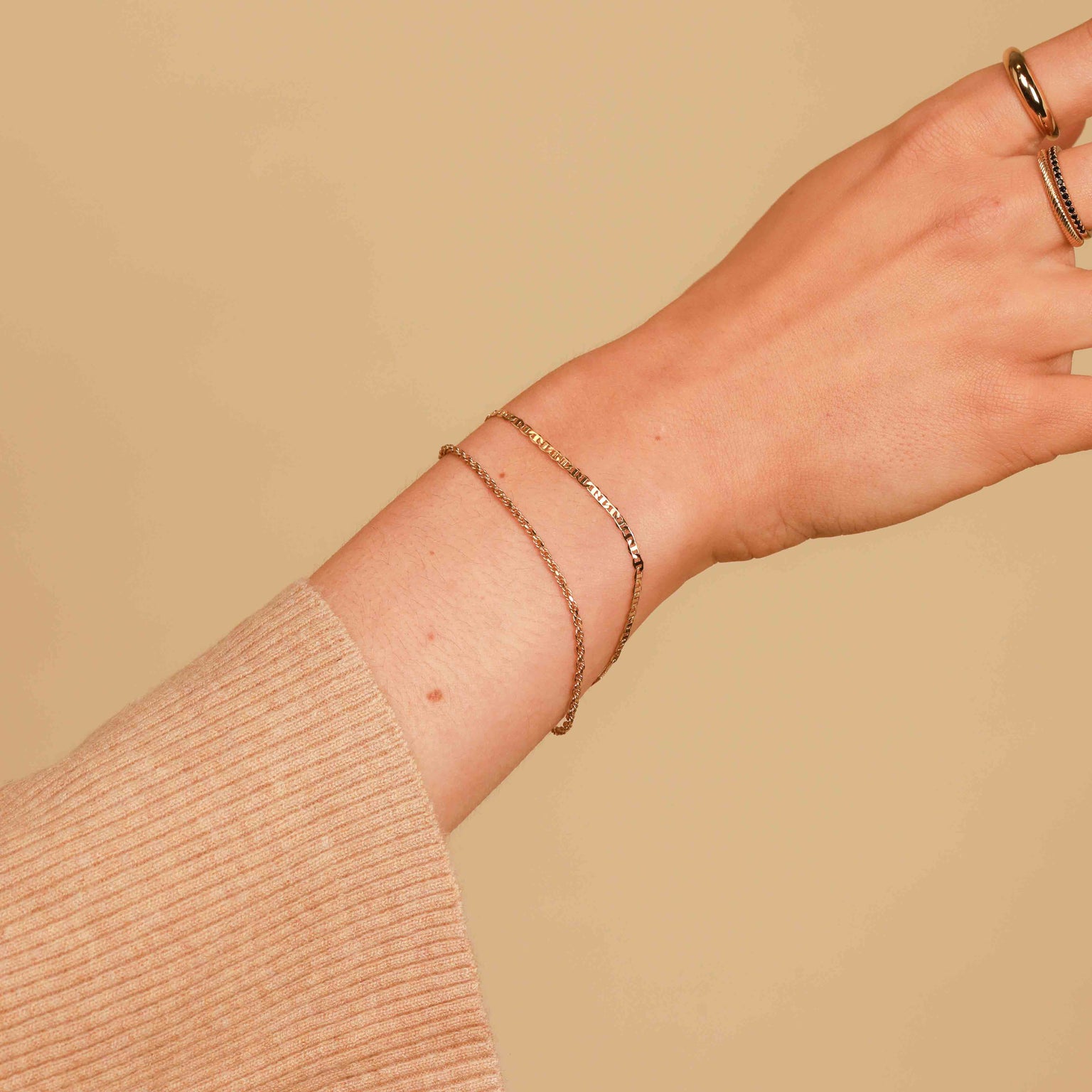 Duo Chain Bracelet in Gold worn