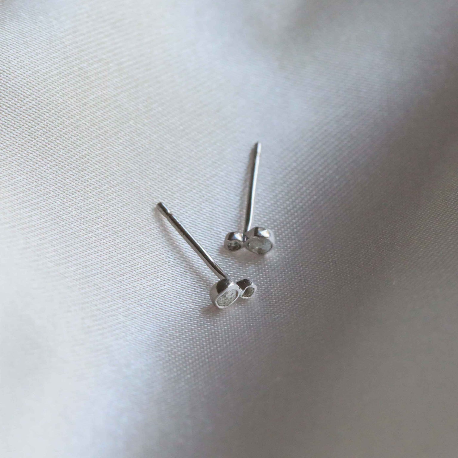 Double Topaz Stud Earrings in Solid White Gold