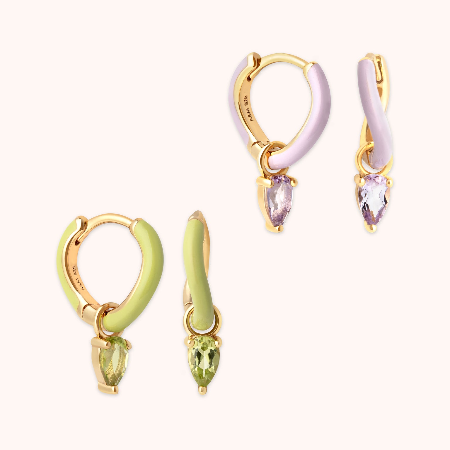 Olivine & Amethyst Stacking Set in Gold