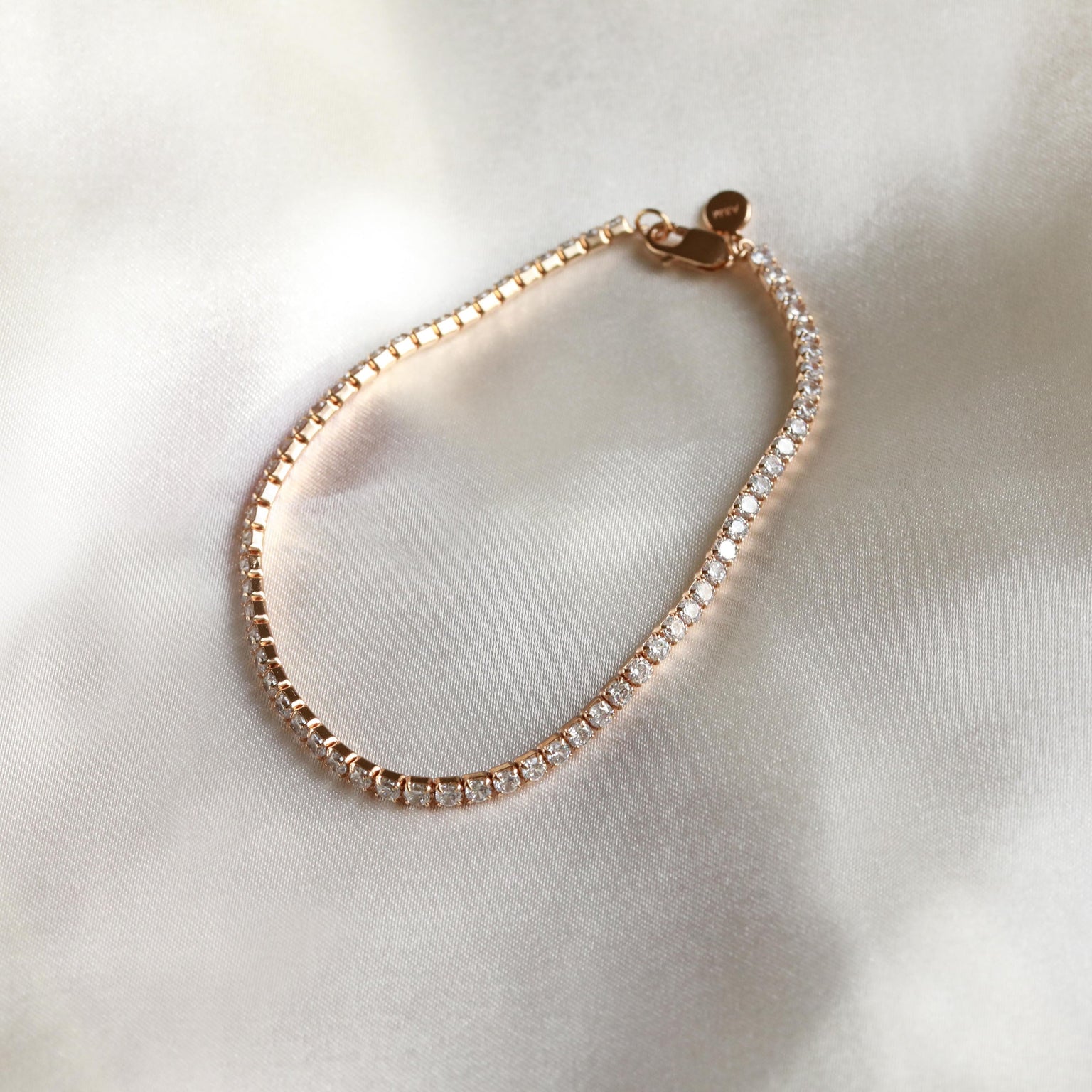 Bold Tennis Chain Bracelet in Gold flat lay shot