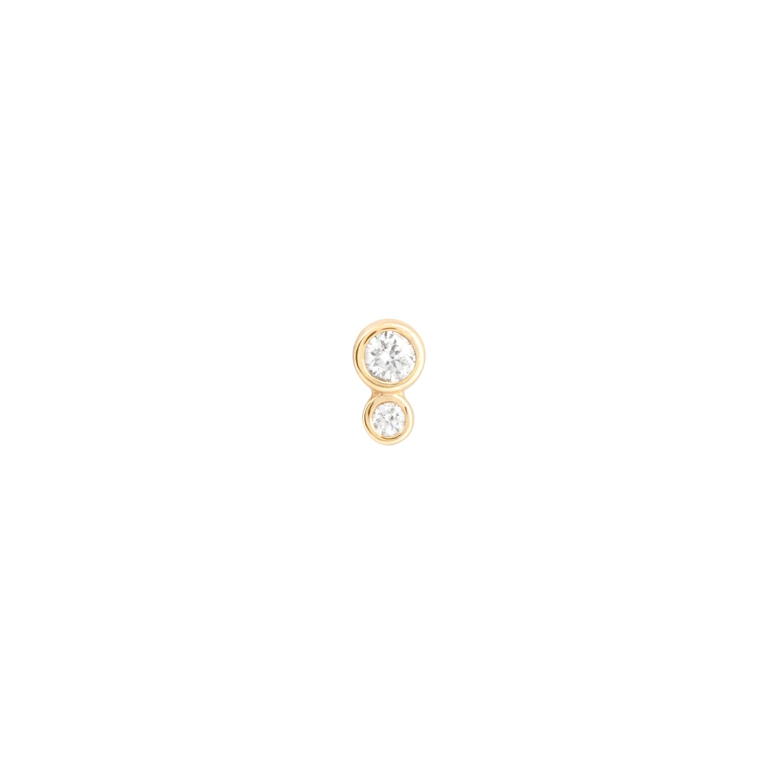 Solid Gold Double Diamond Piercing Stud