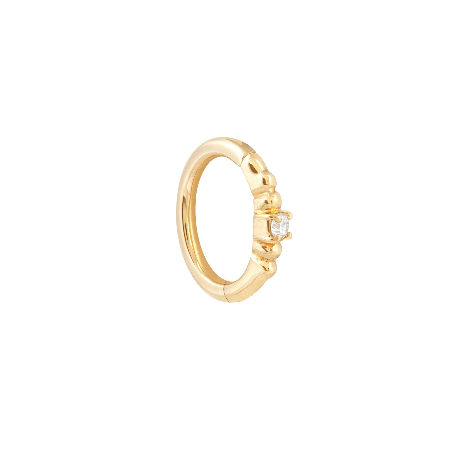 Solid Gold Crystal Rook Hoop