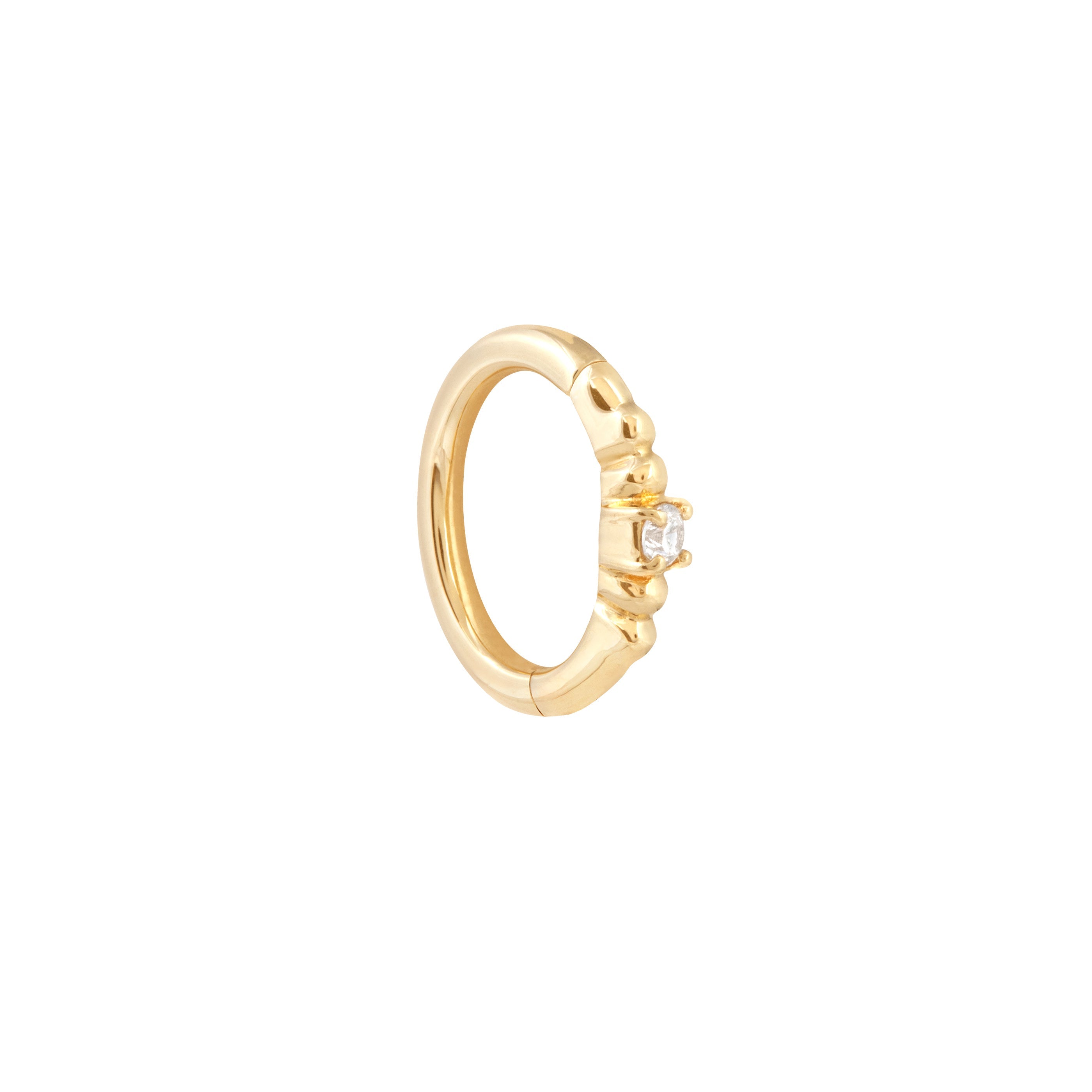 Solid Gold Crystal Rook Hoop