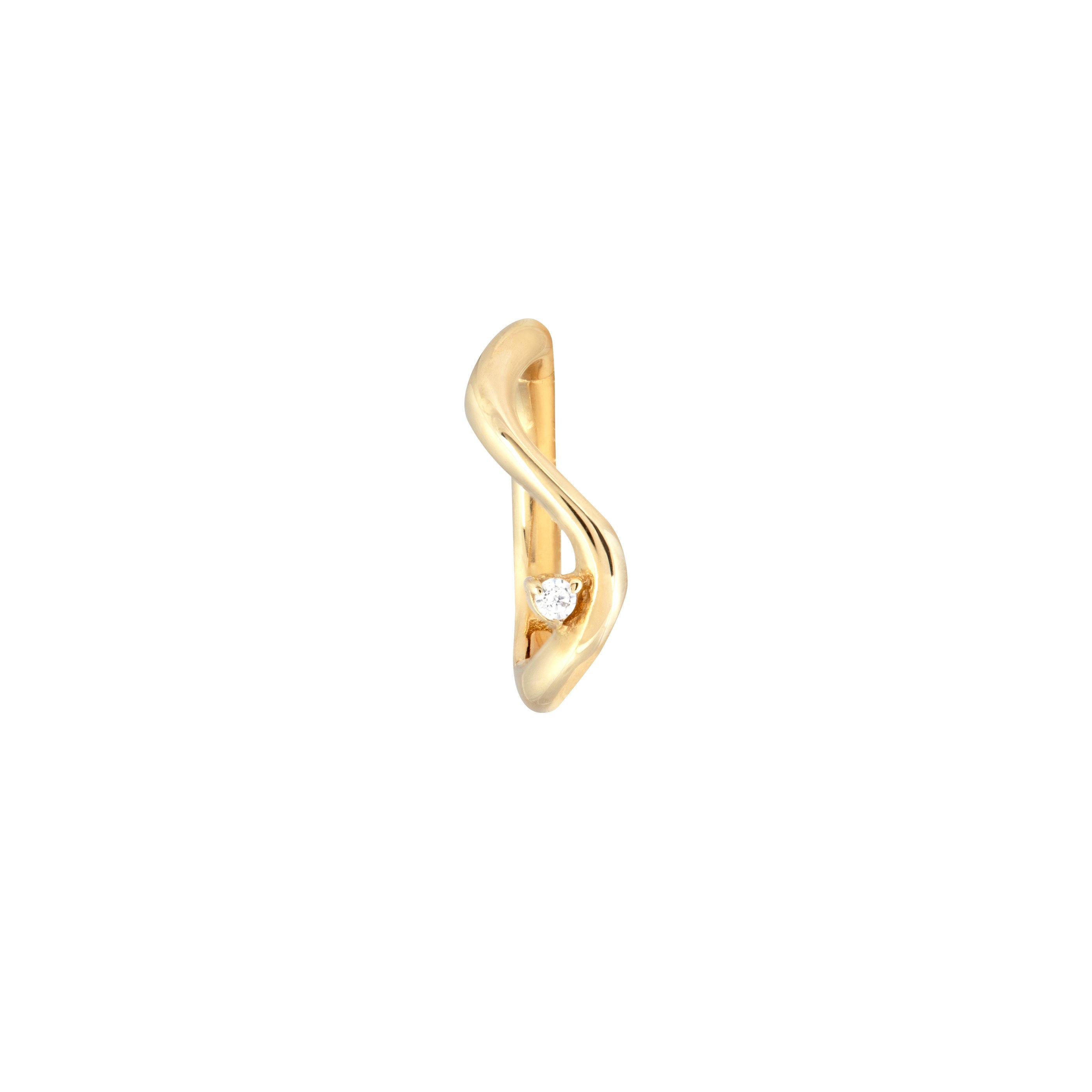 Solid Gold Wave Rook Hoop