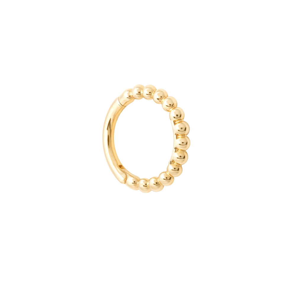 Solid Gold Beaded Piercing Hoop