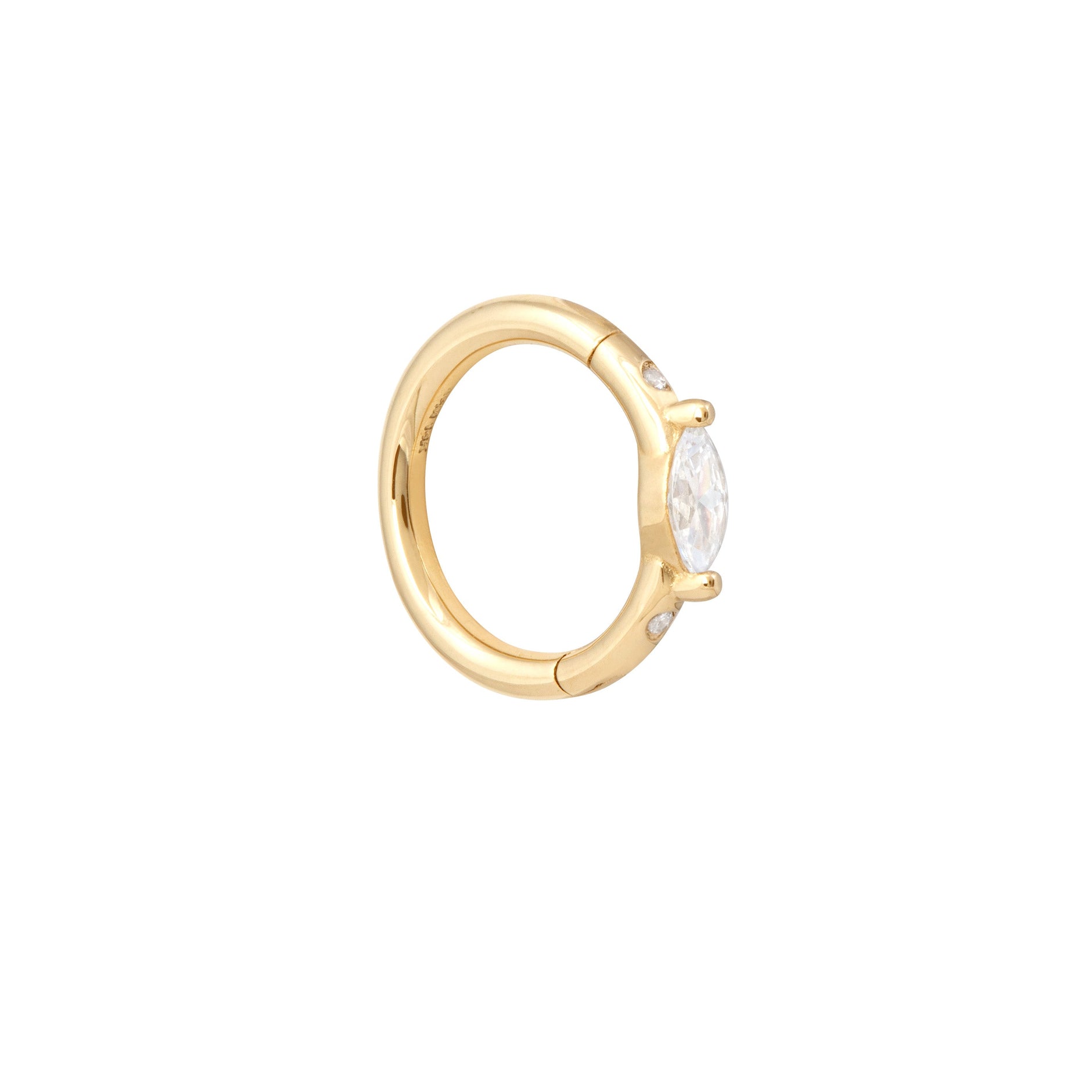 Solid Gold Marquise Piercing Hoop