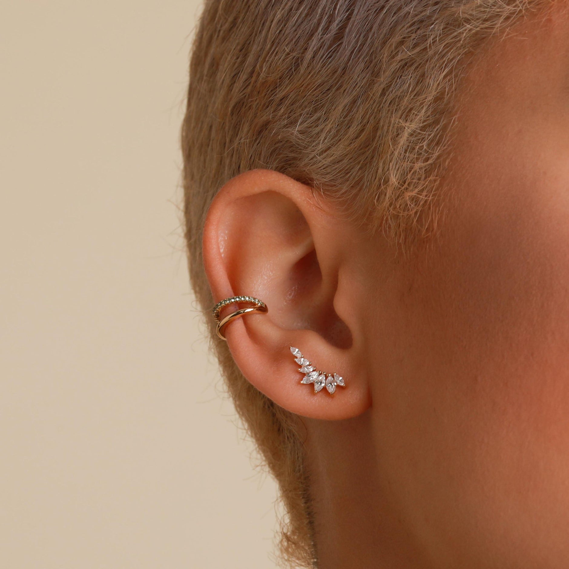 Glimmer Navette Stud Earrings in Gold