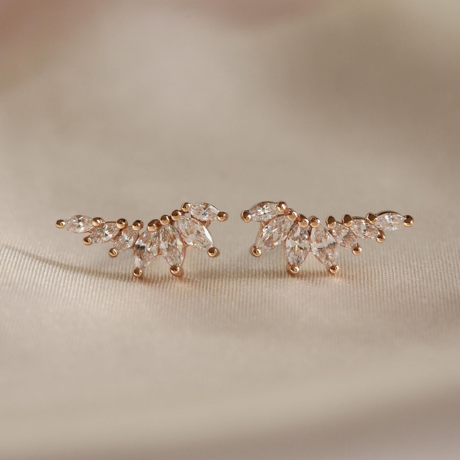 Glimmer Navette Stud Earrings in Gold