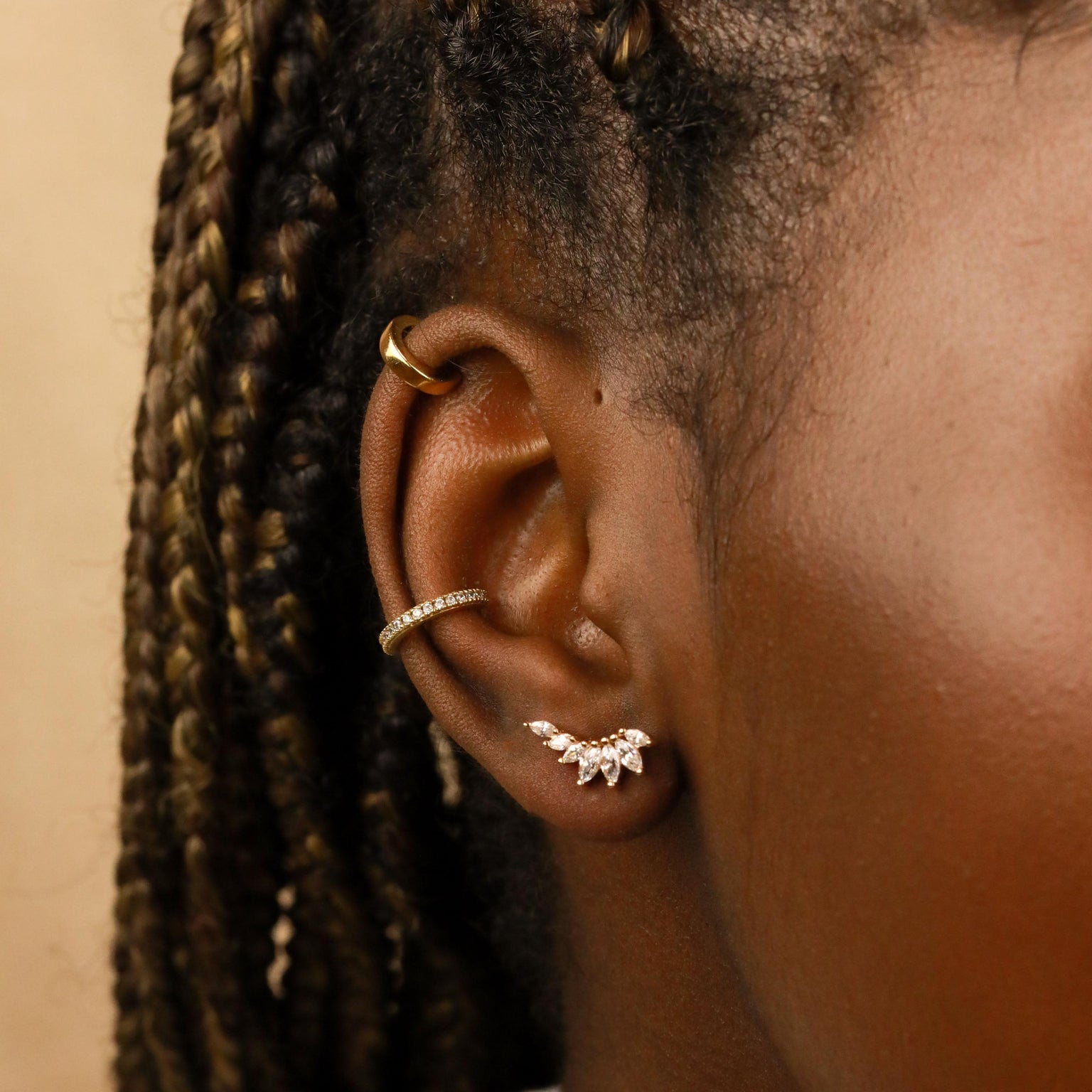 Glimmer Navette Stud Earrings in Gold