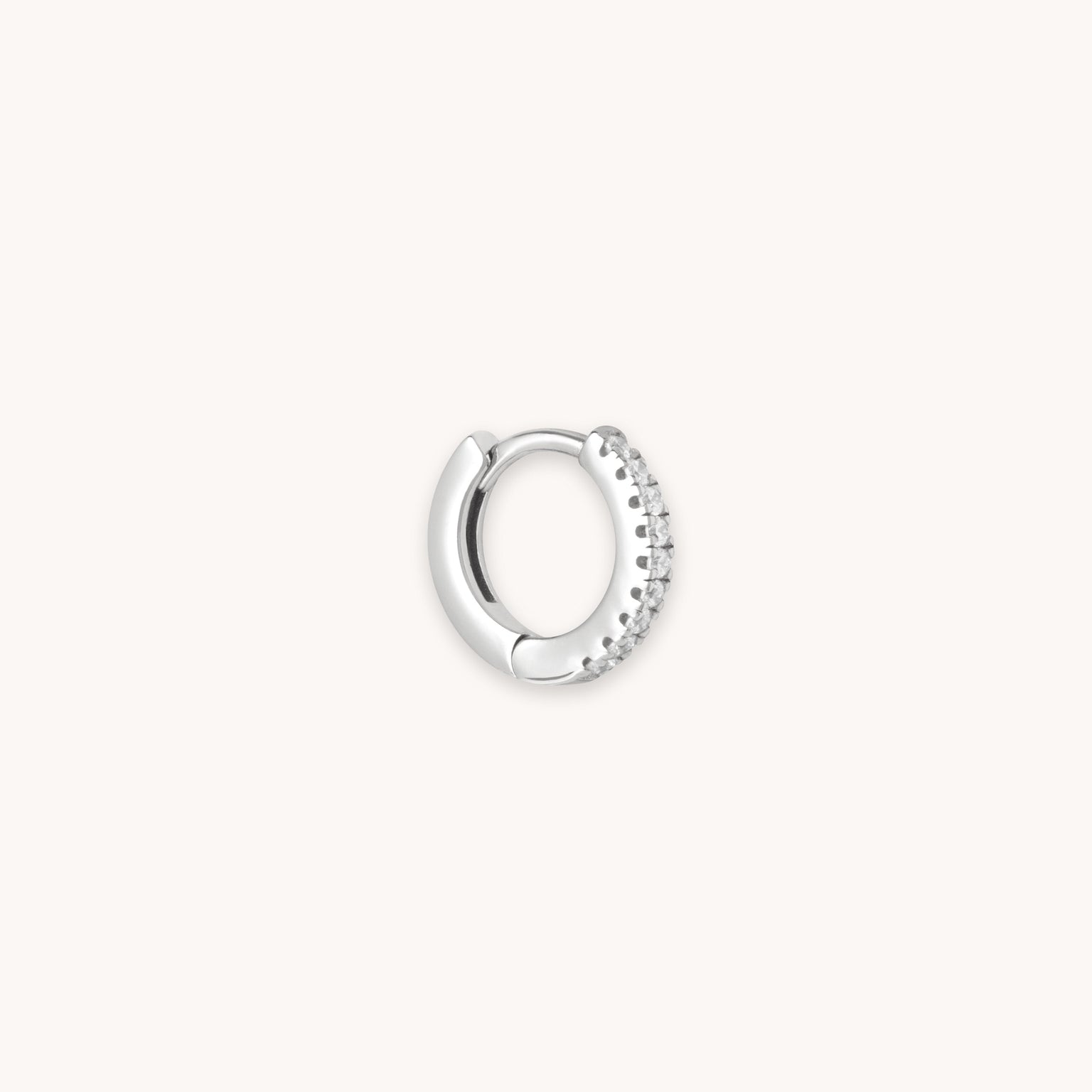 Jewelled Crystal Hoop 6.5mm Silver Cutout