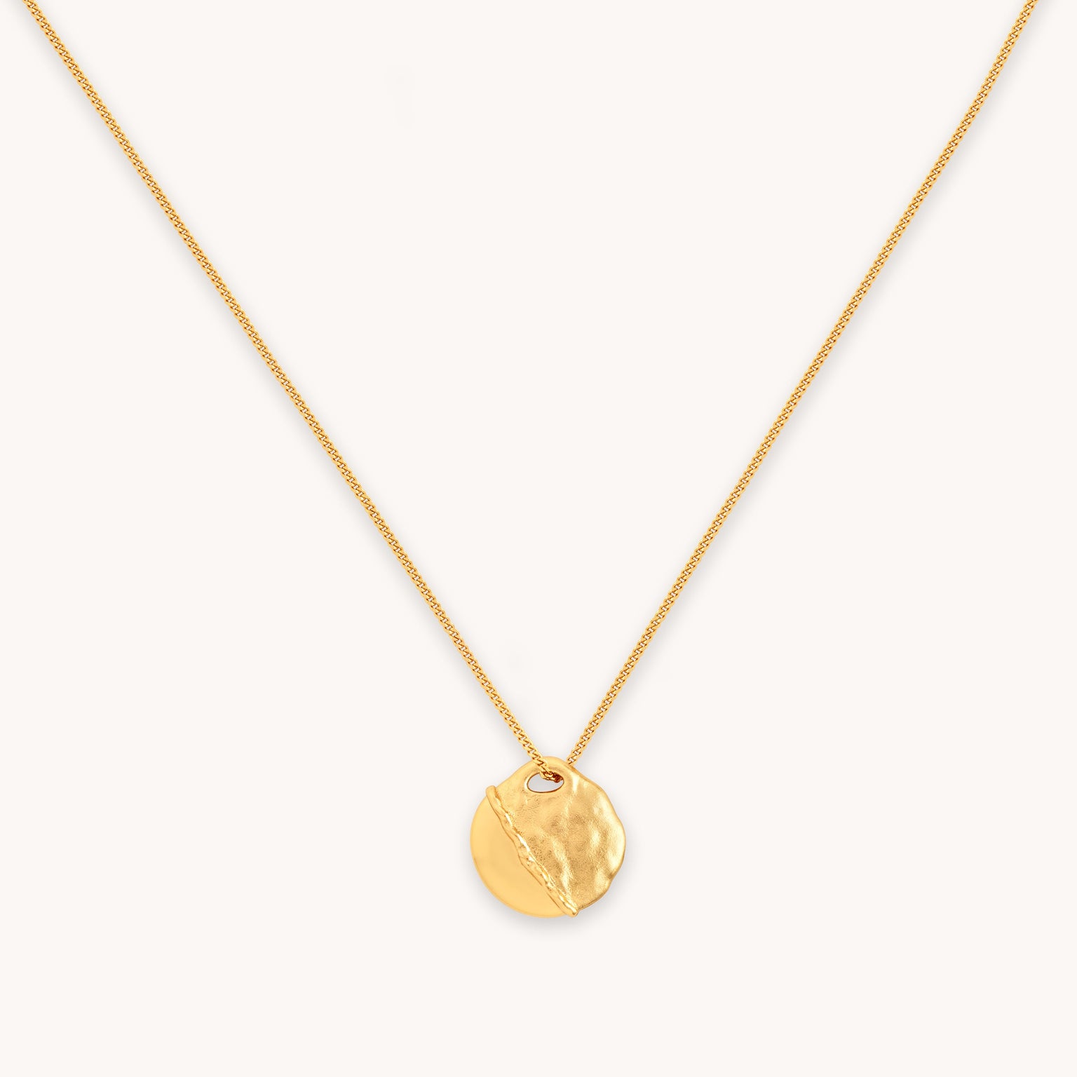 Molten Coin Pendant Necklace in Gold