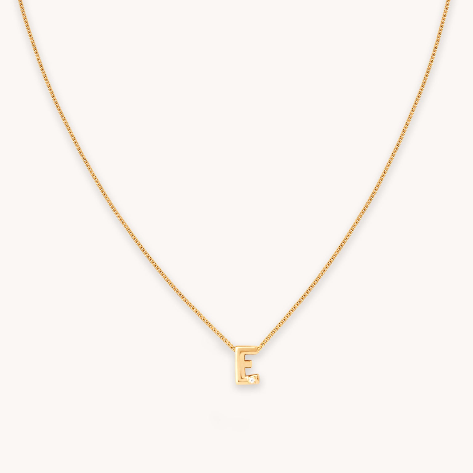 E Initial Pendant Necklace in Gold