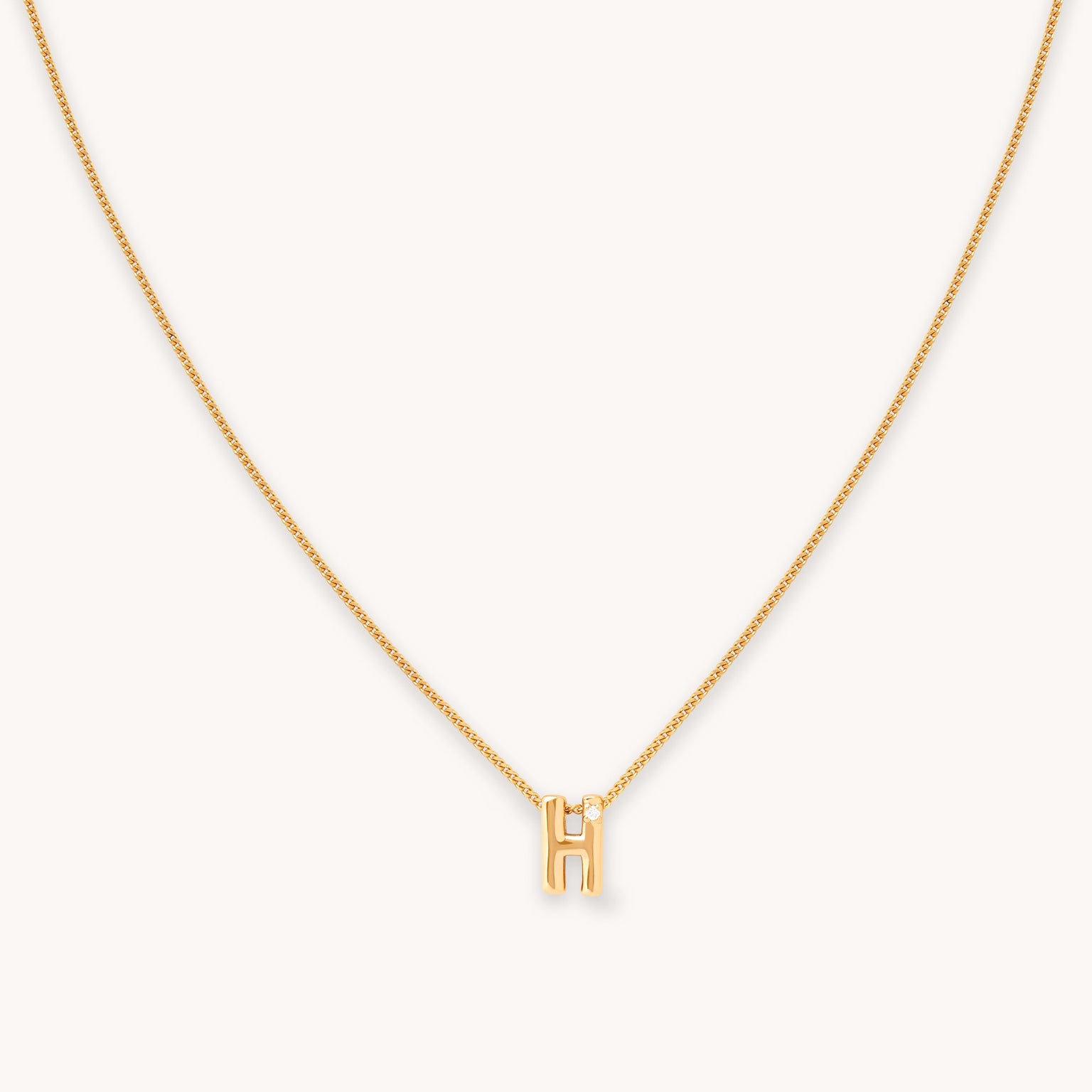 H Initial Pendant Necklace in Gold