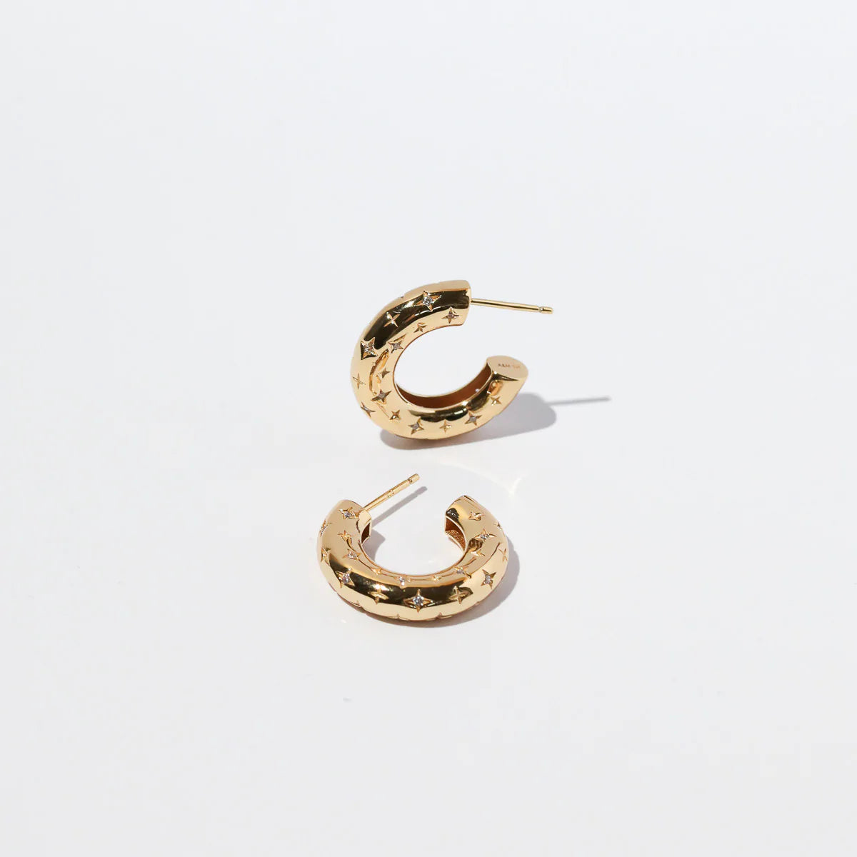 Cosmic Star Dome Hoops in Gold