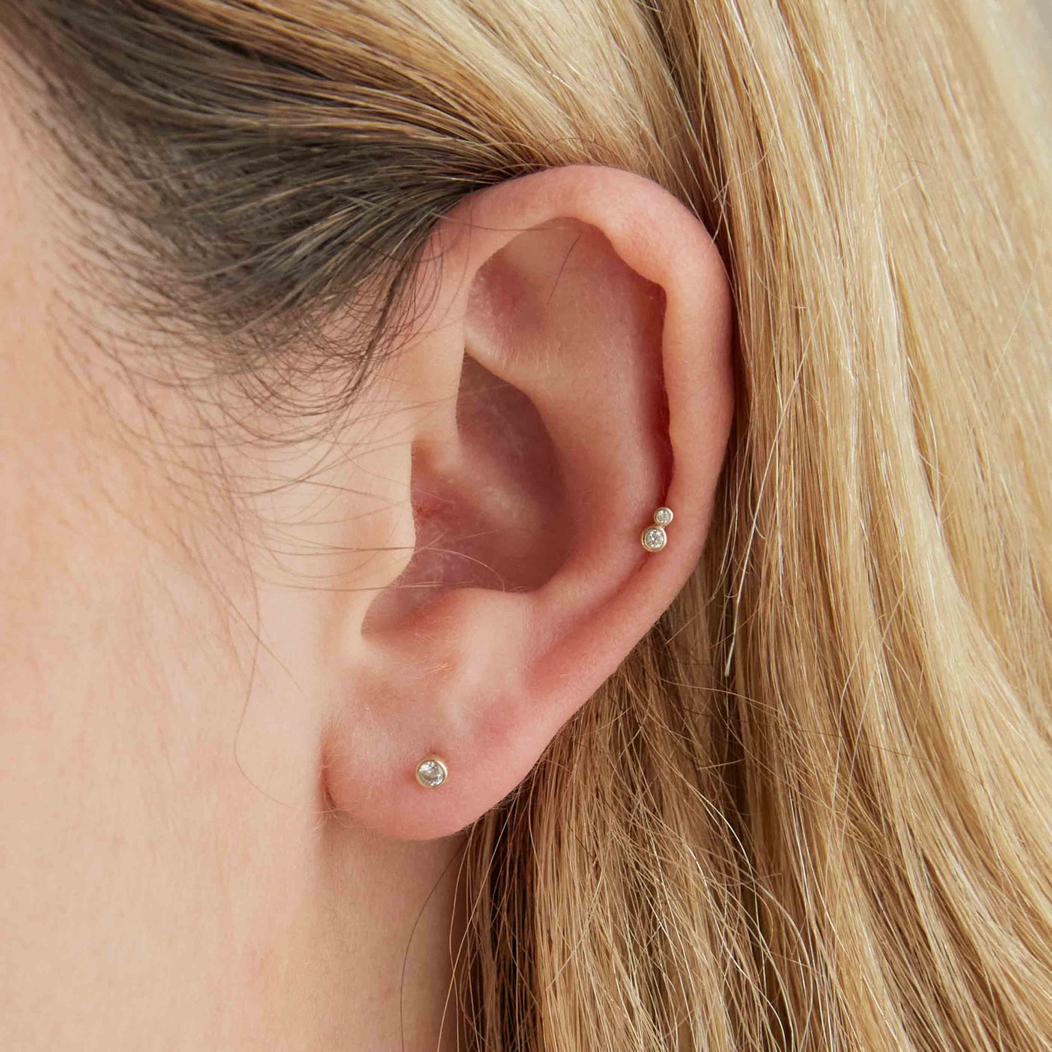 Solid Gold Gem Piercing Stud