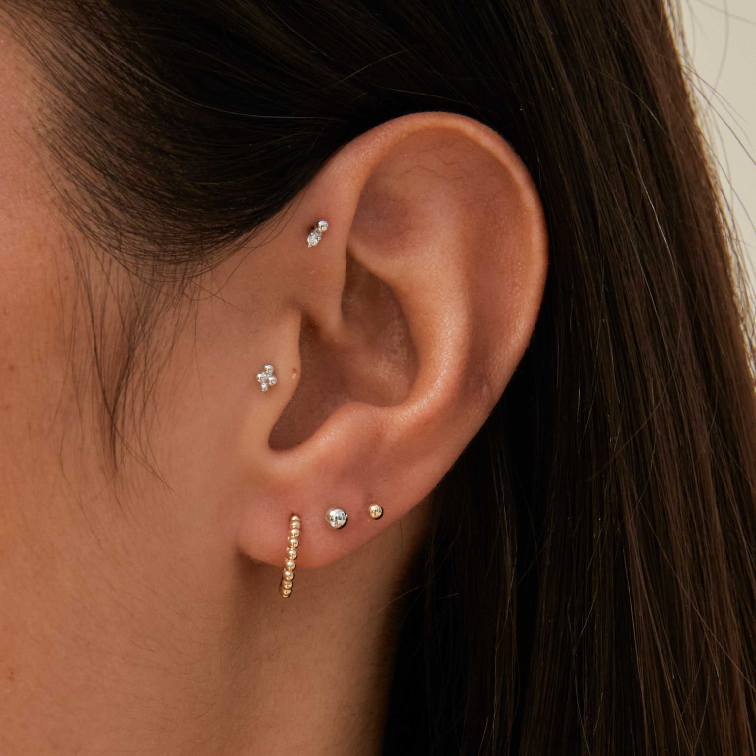 Solid White Gold Large Ball Piercing Stud