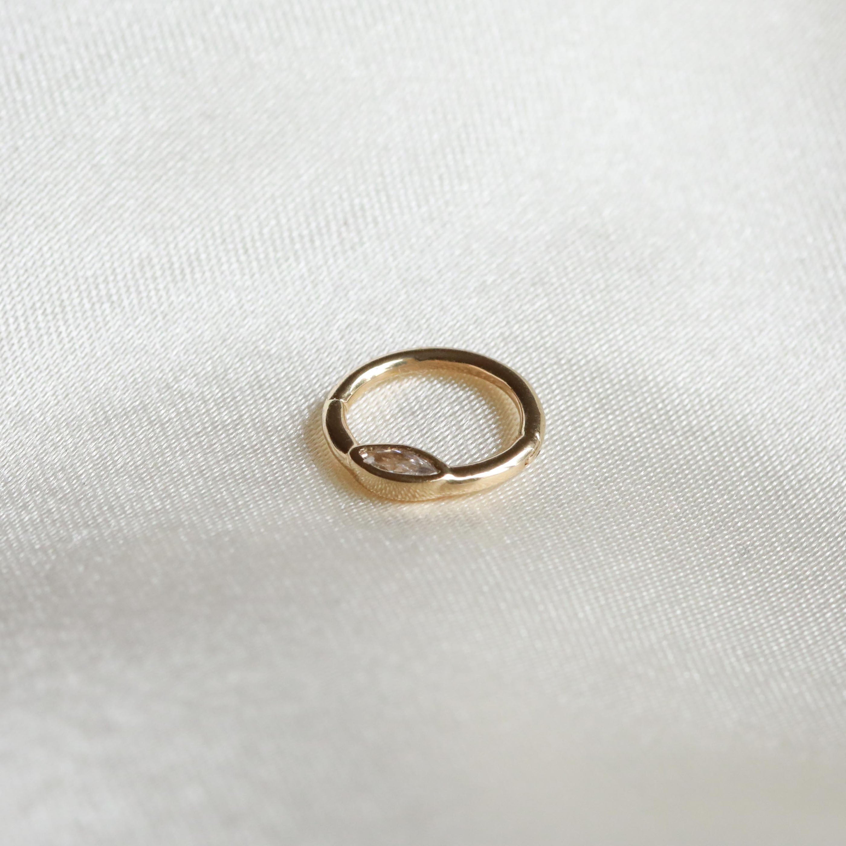 Solid Gold Marquise Daith Hoop