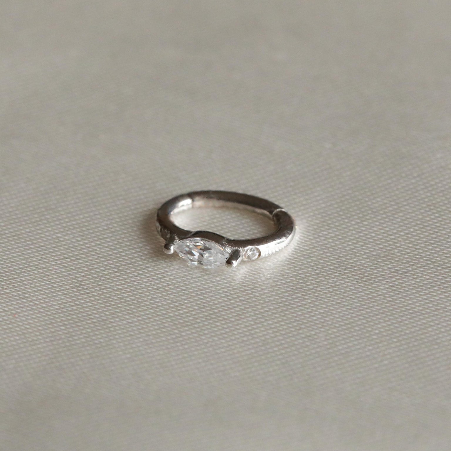 Solid White Gold Marquise Rook Hoop