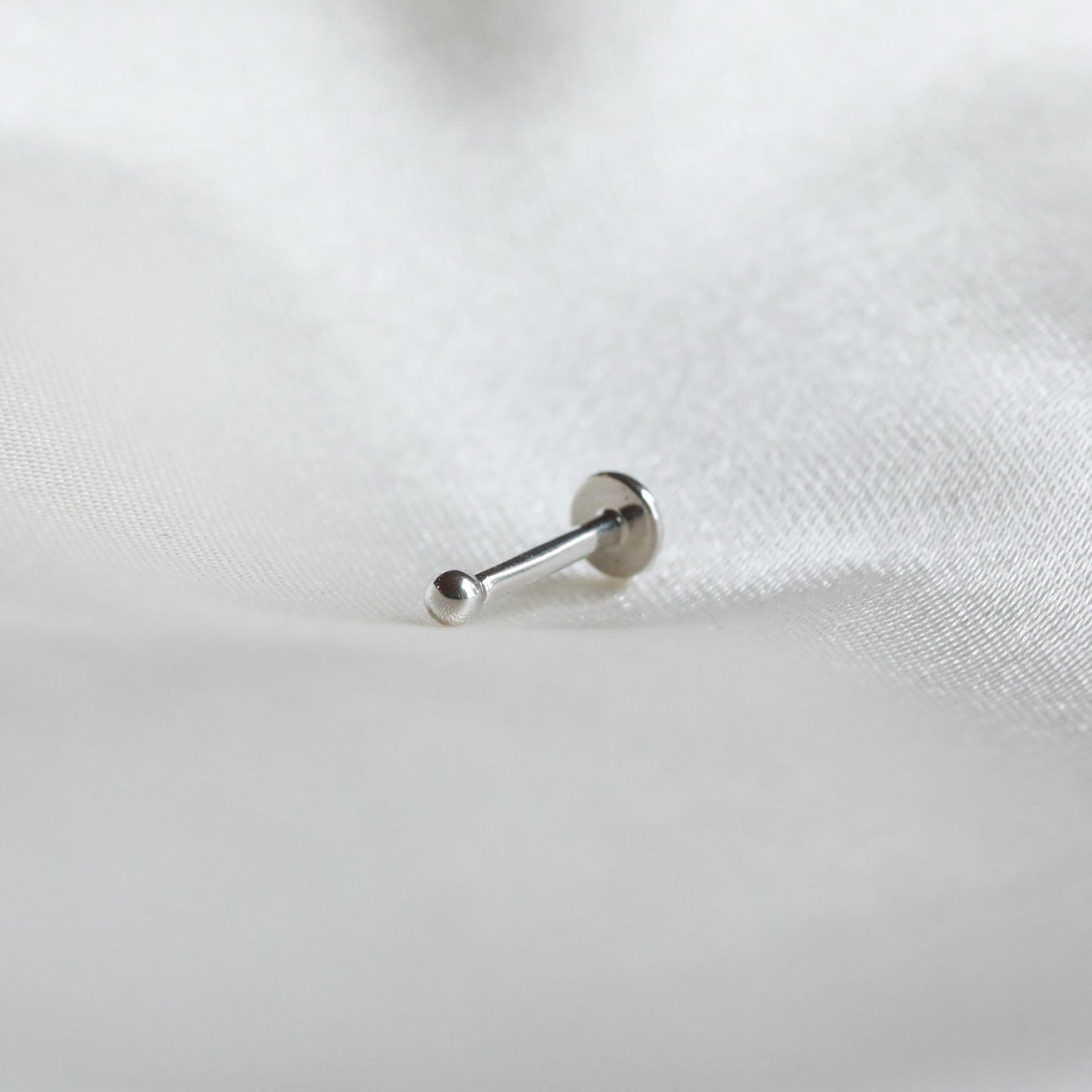 Solid White Gold Small Ball Piercing Stud