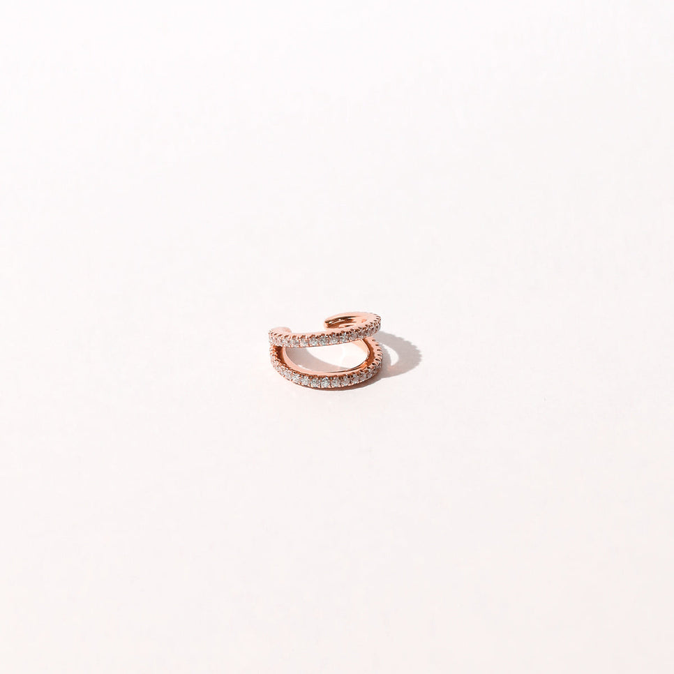 Illusion Double Crystal Ear Cuff in Rose Gold