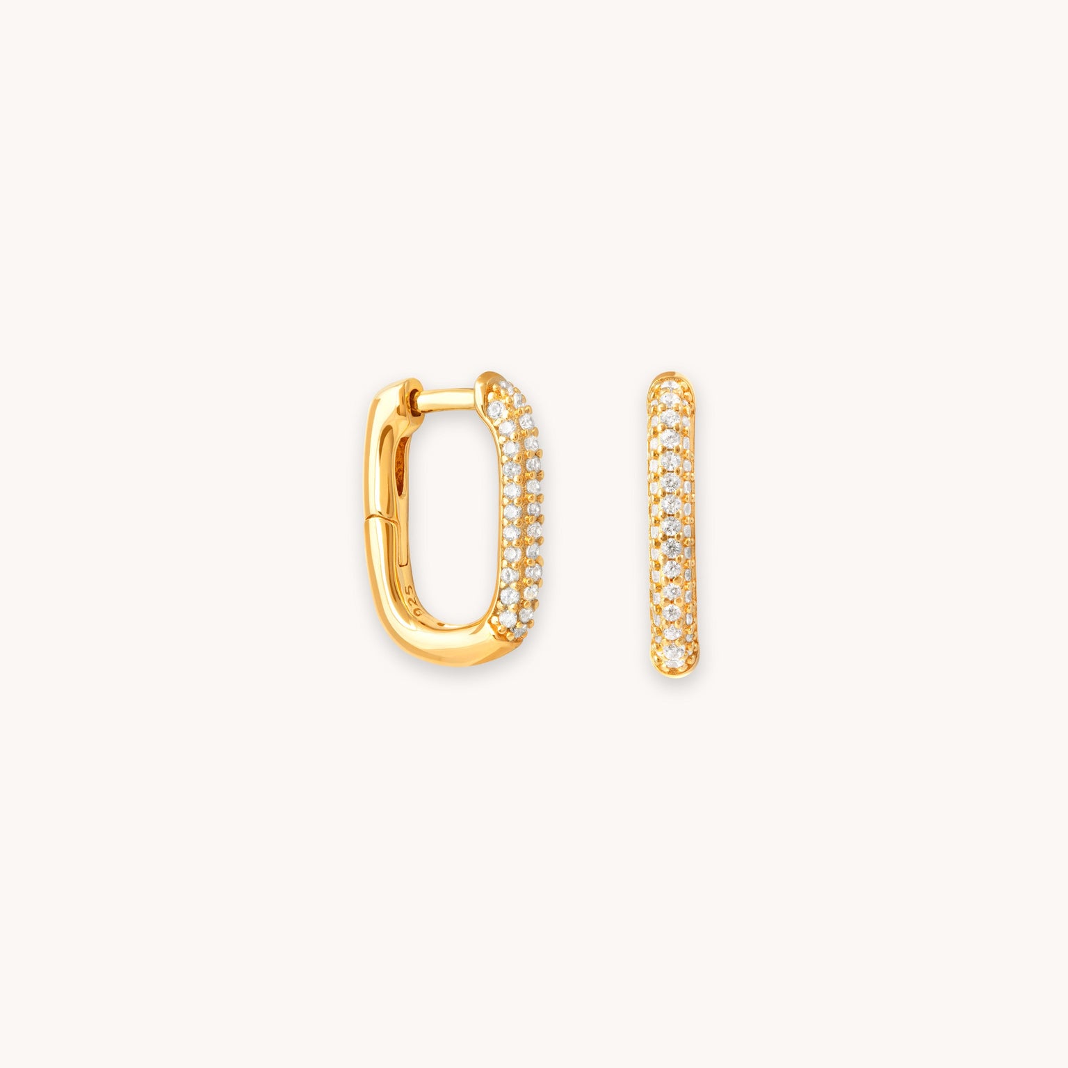 Rectangular Glimmer Huggies in Gold
