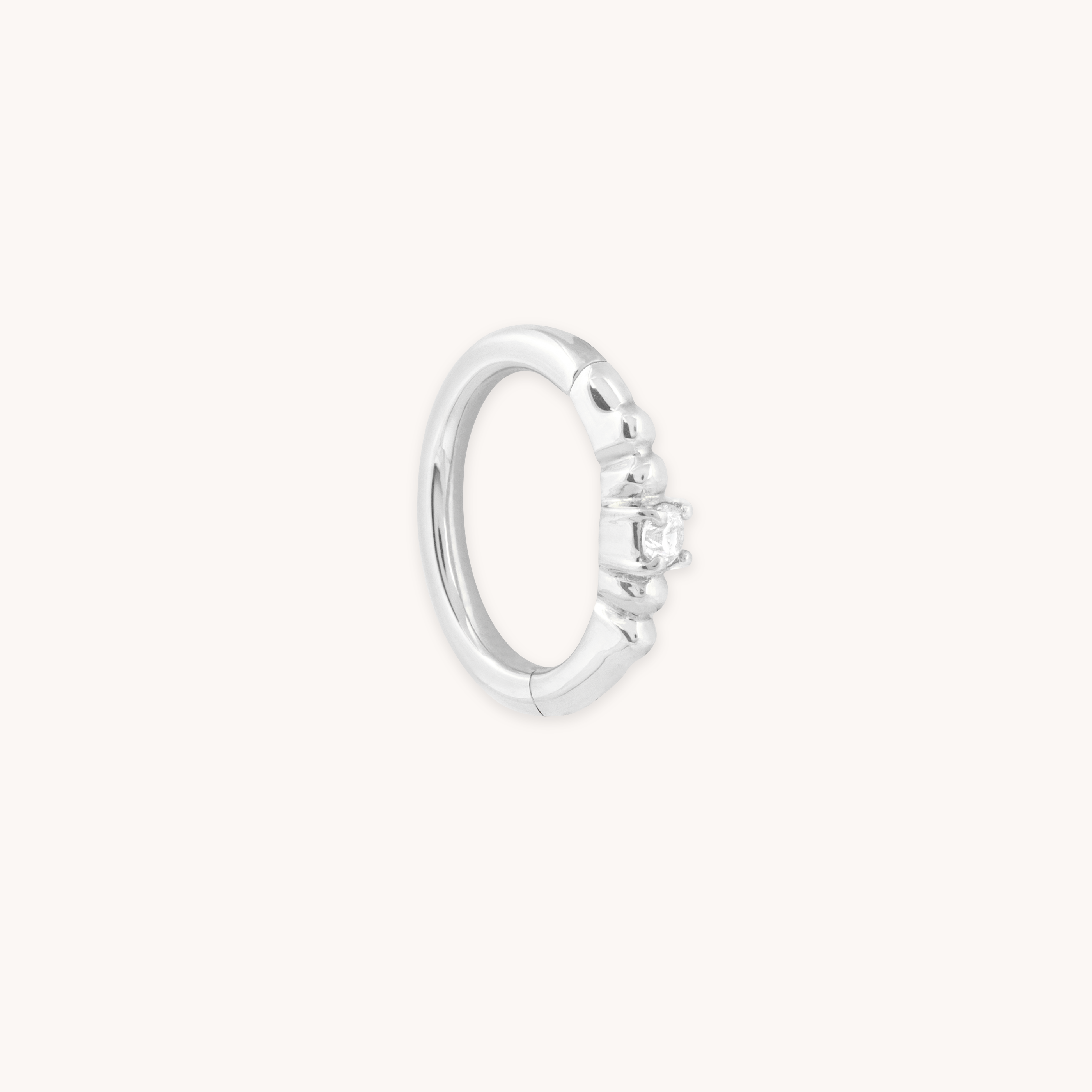 SOLID WHITE GOLD CRYSTAL ROOK HOOP CUT OUT