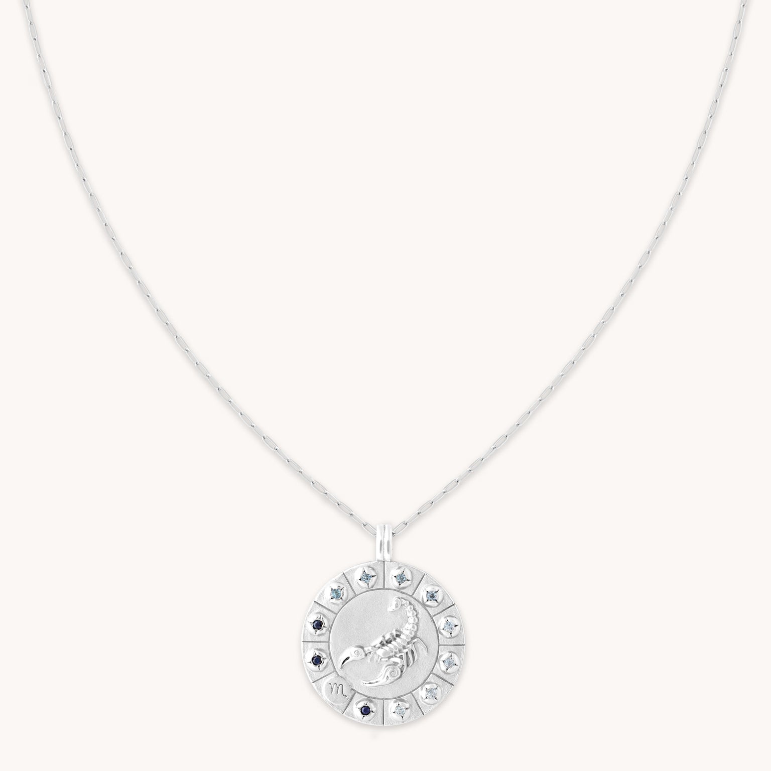 Scorpio Bold Zodiac Pendant Necklace in Silver