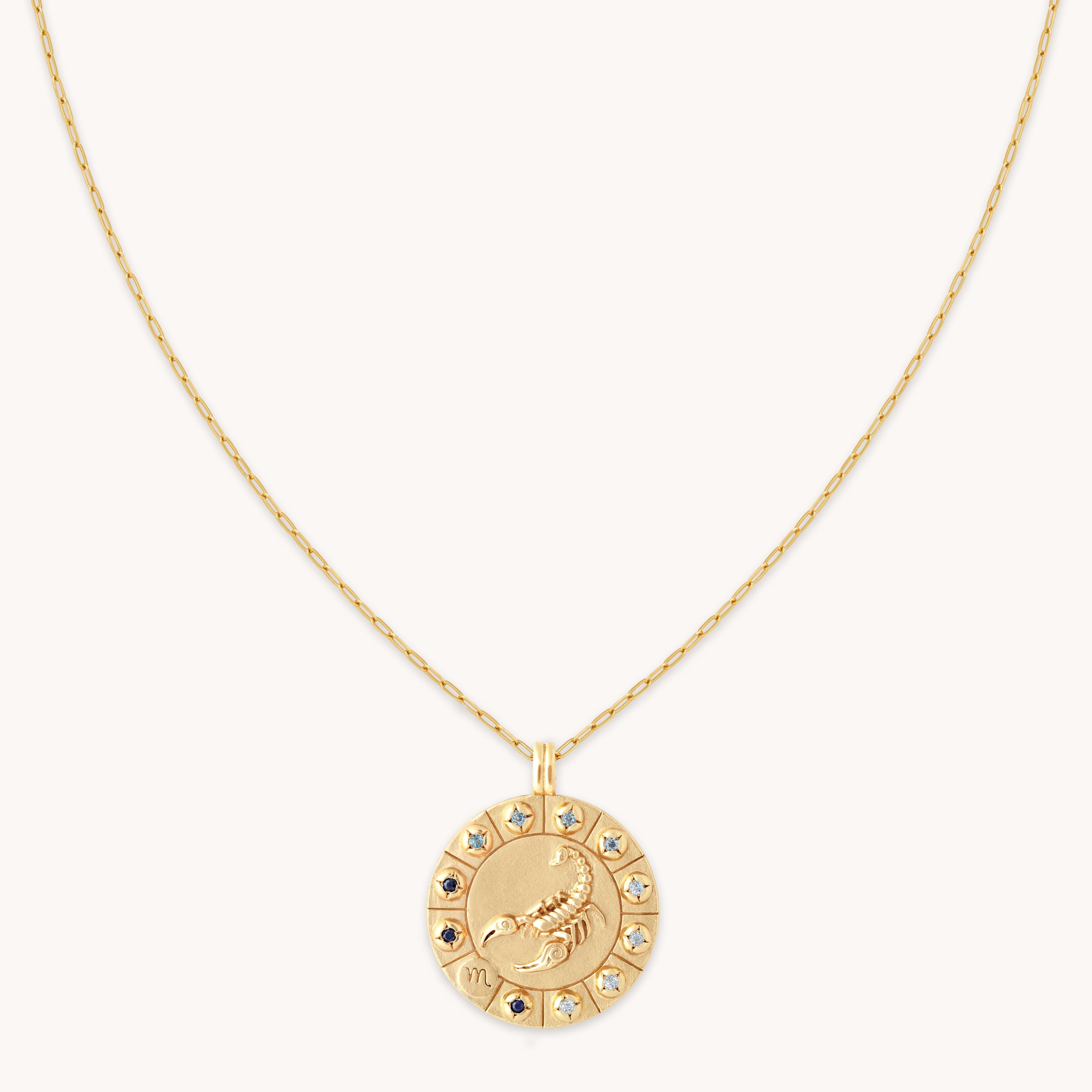 Scorpio Bold Zodiac Pendant Necklace in Gold